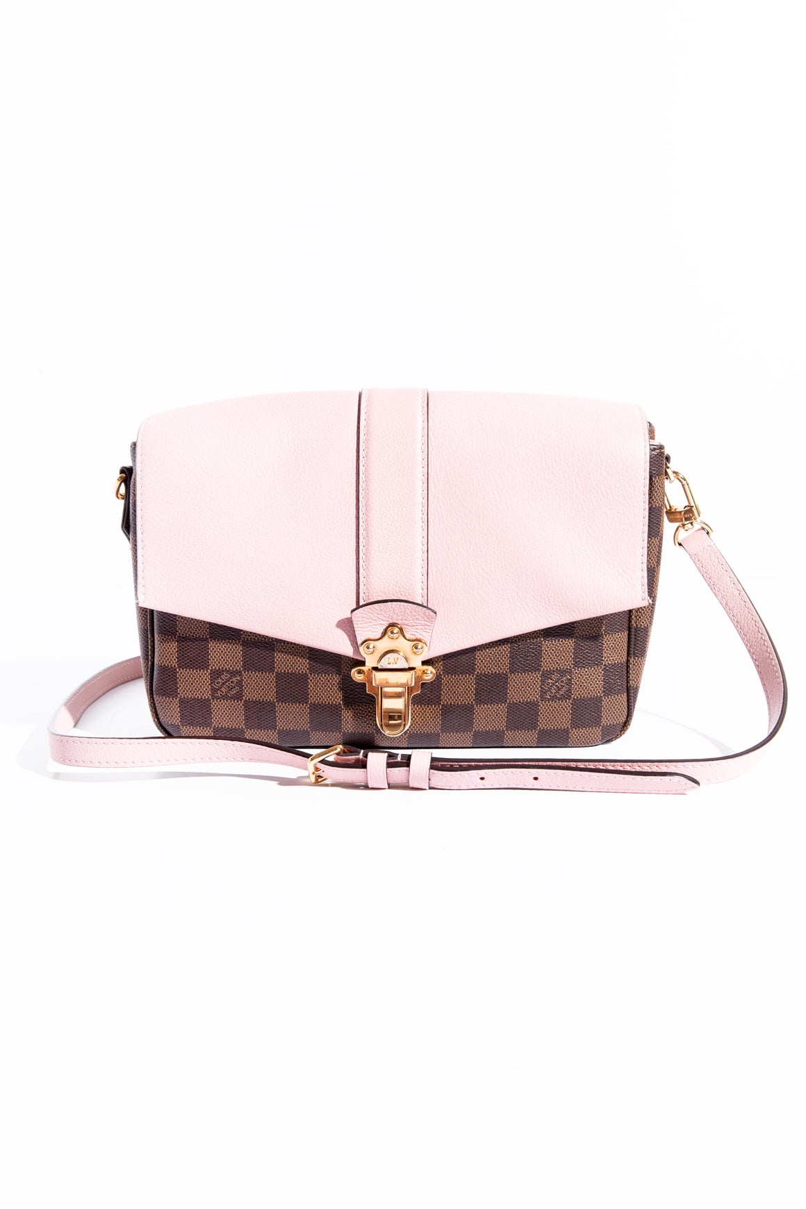 LOUIS VUITTON Pink & Brown Damier Clapton Crossbody Bag