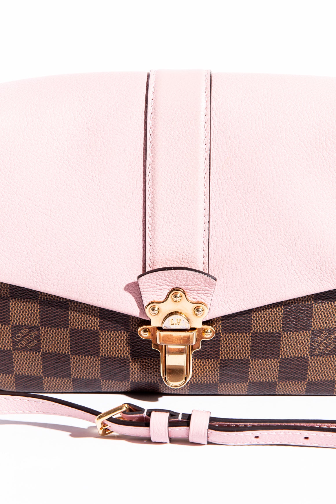 LOUIS VUITTON Pink & Brown Damier Clapton Crossbody Bag