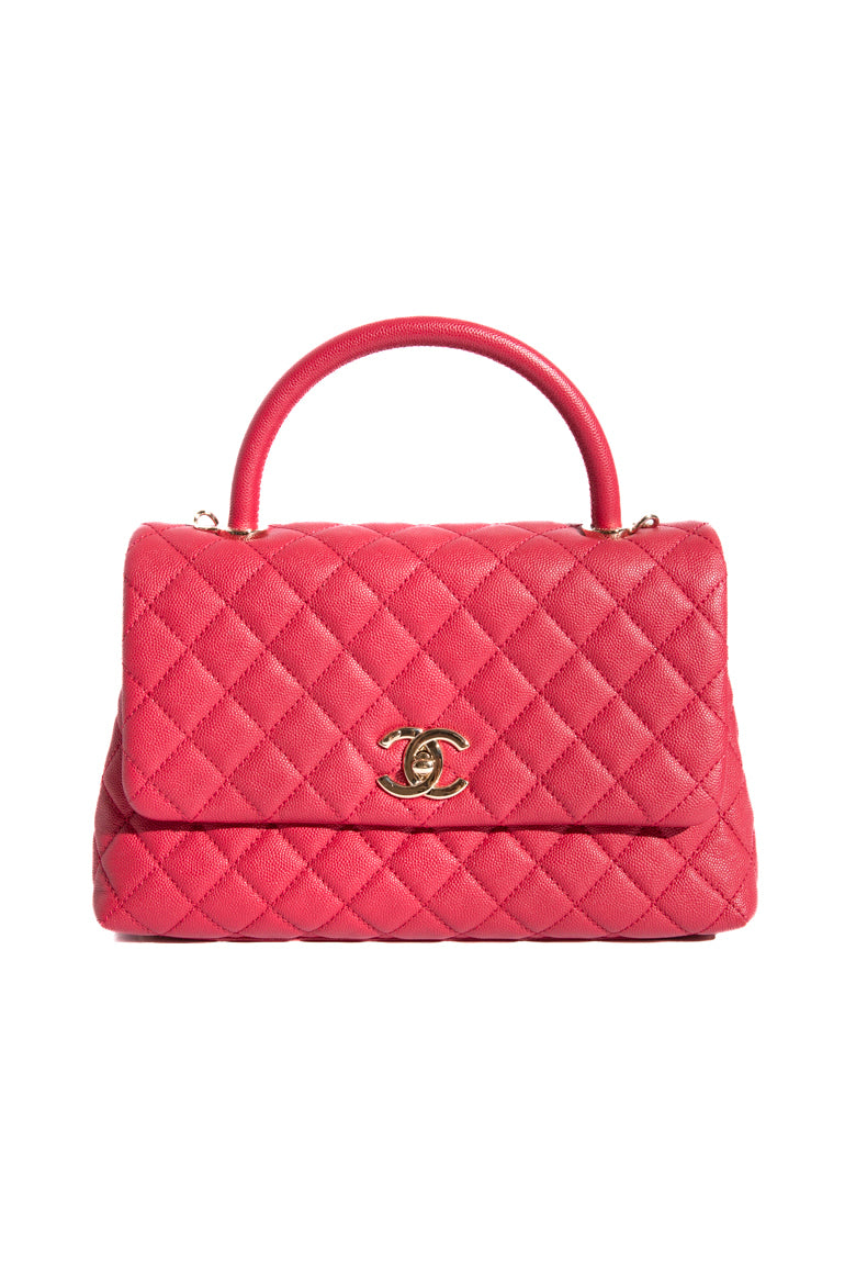2020 CHANEL Red Caviar Coco Top Handle Bag