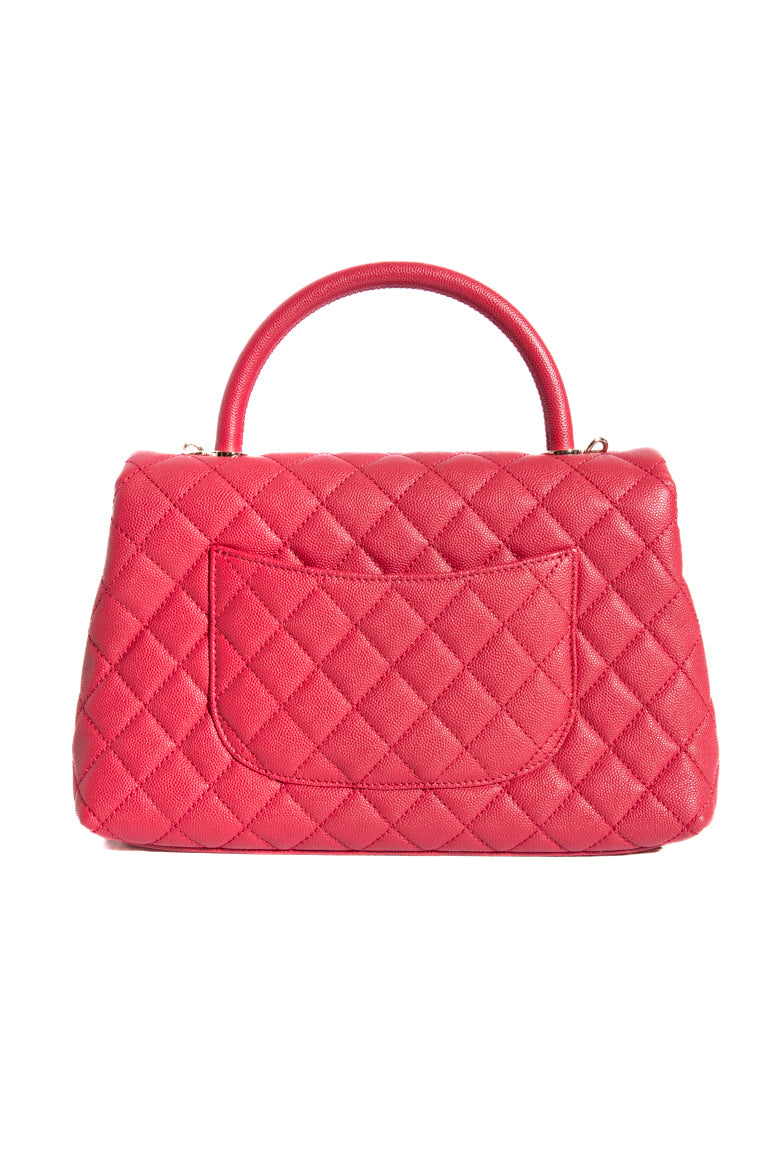 2020 CHANEL Red Caviar Coco Top Handle Bag