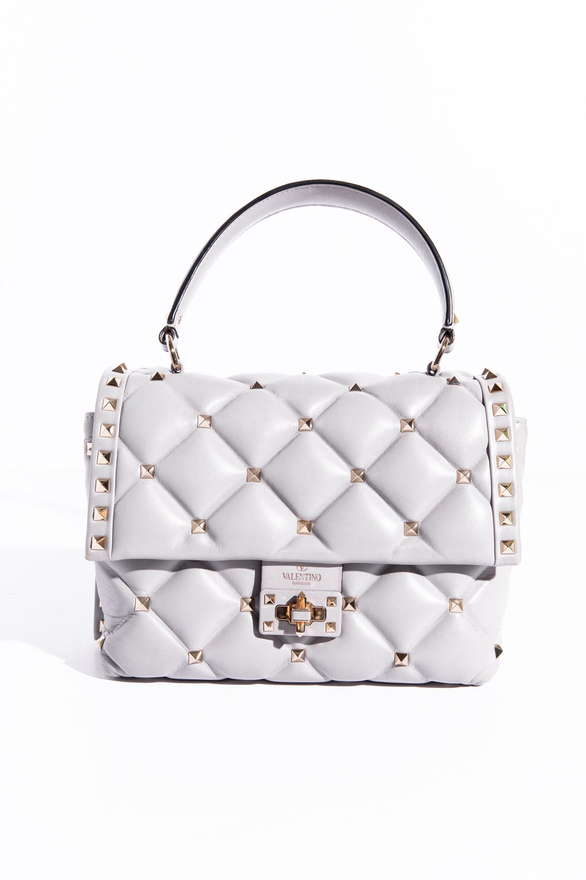 VALENTINO Grey Candystud Top Handle Bag