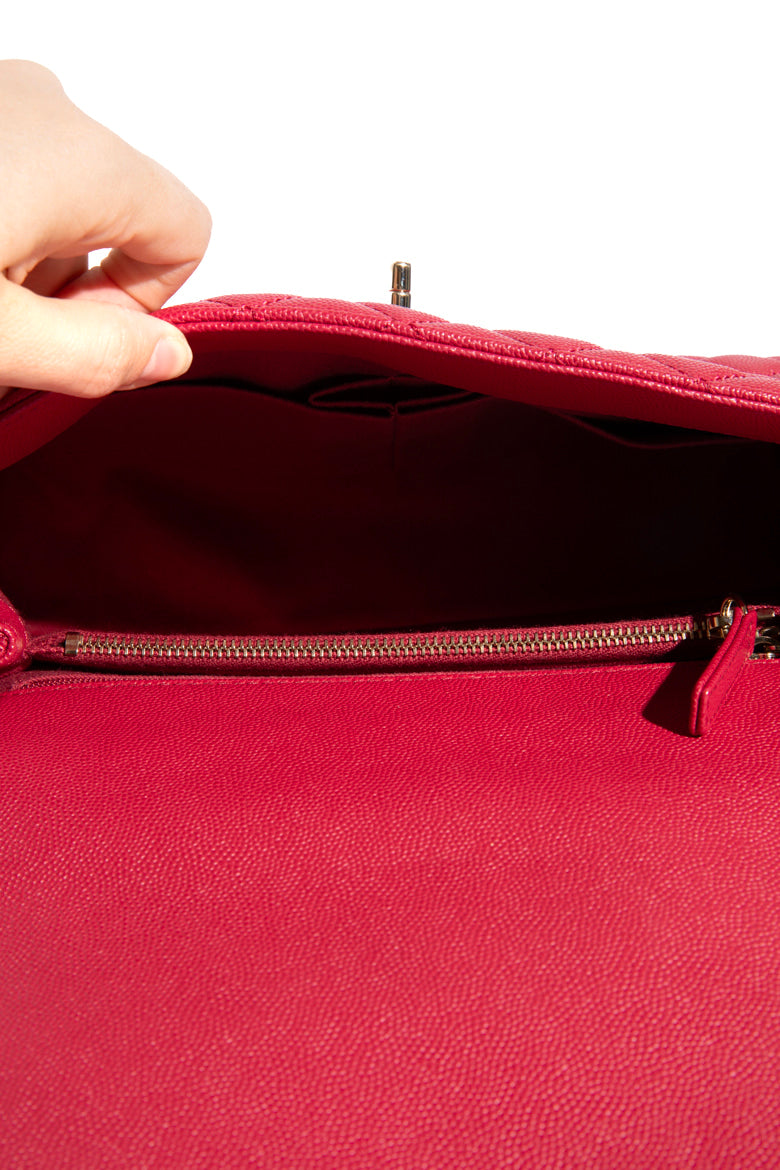 2020 CHANEL Red Caviar Coco Top Handle Bag