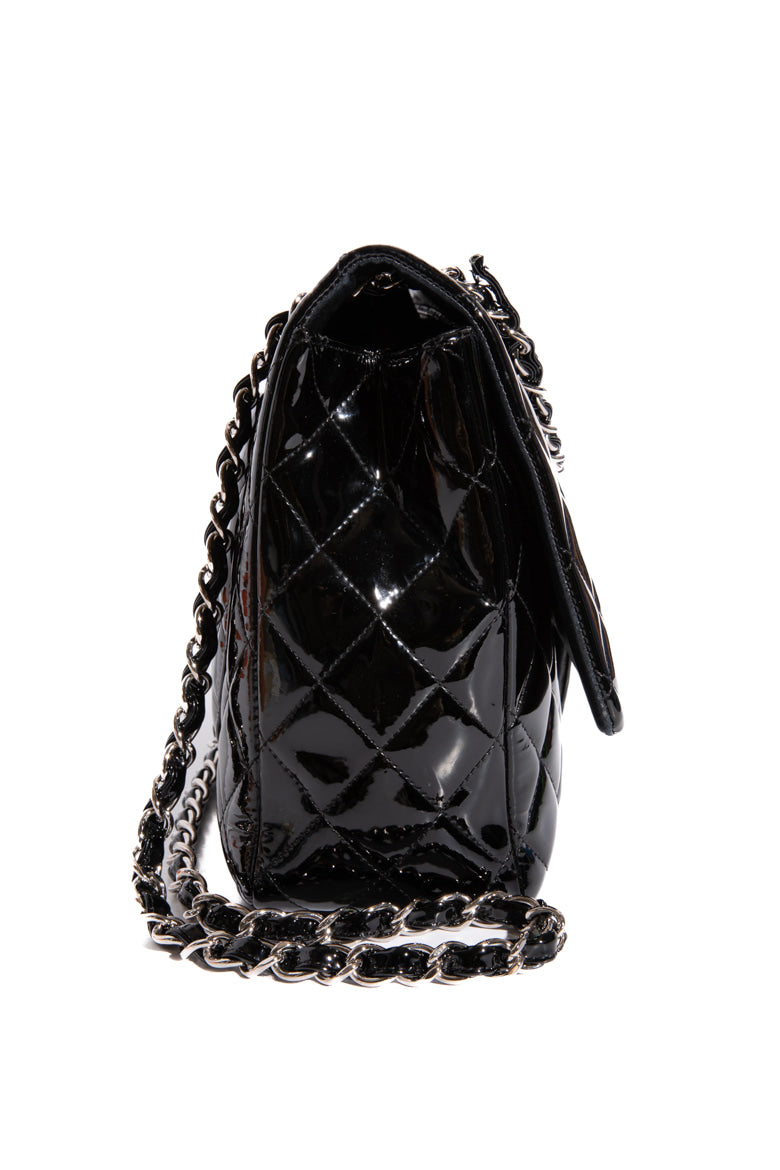 CHANEL '10 Black Patent Maxi Single Flap Bag
