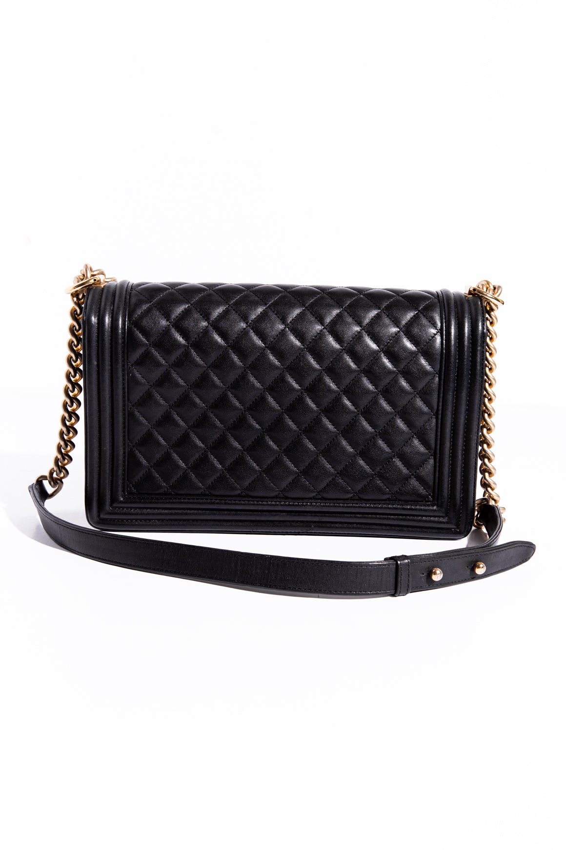 CHANEL 2015 Black Large Quilted Boy Bag