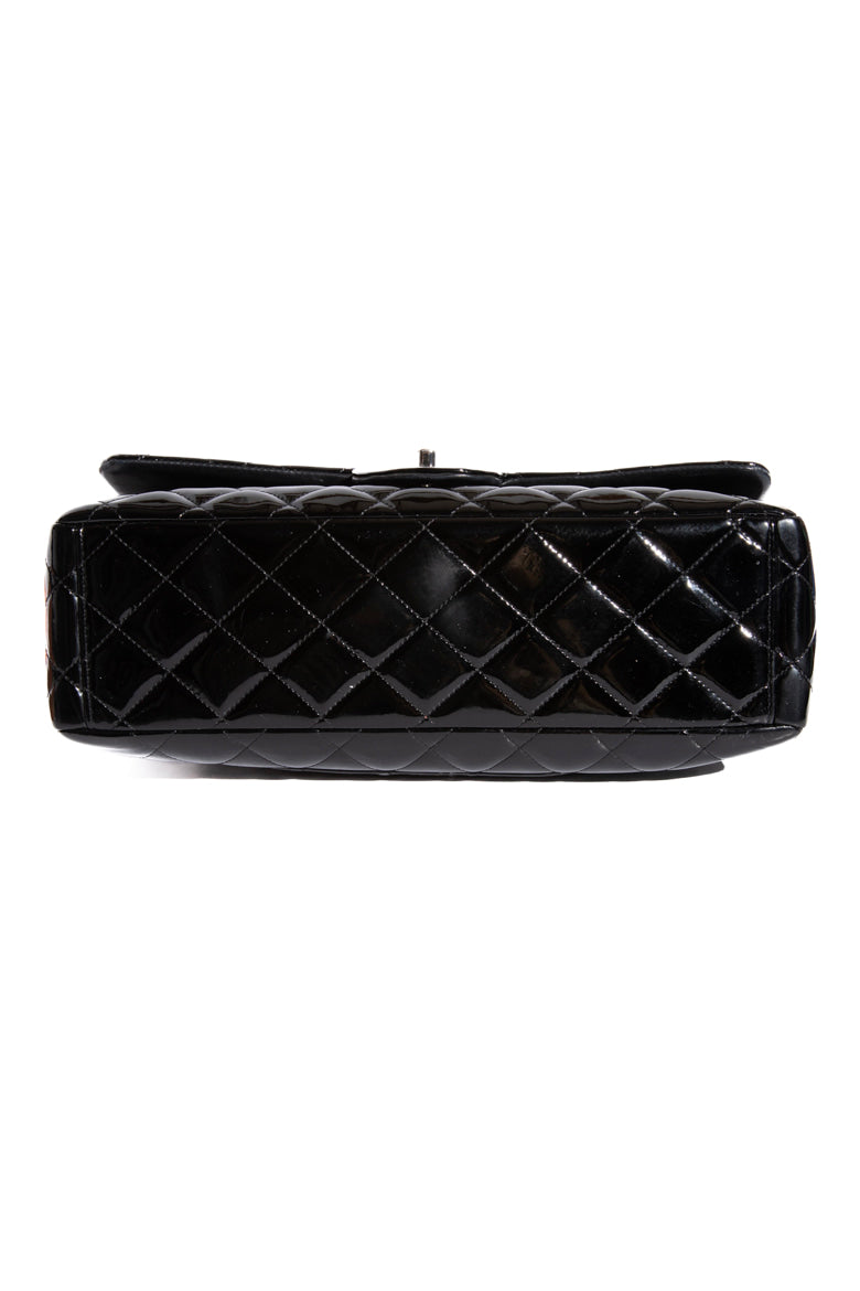 CHANEL '10 Black Patent Maxi Single Flap Bag