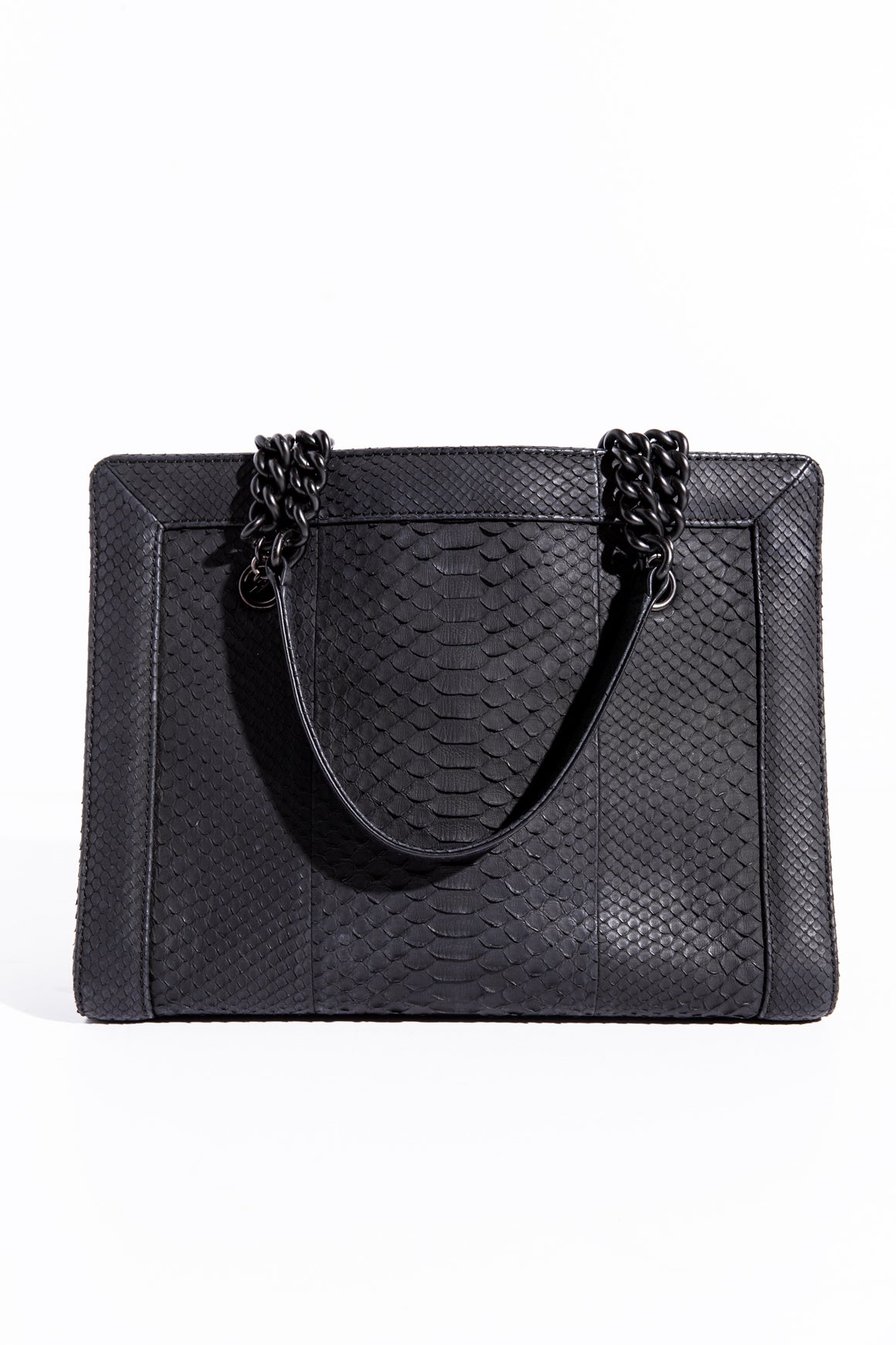 CHANEL 2014 Black Python Boy Shopping Tote