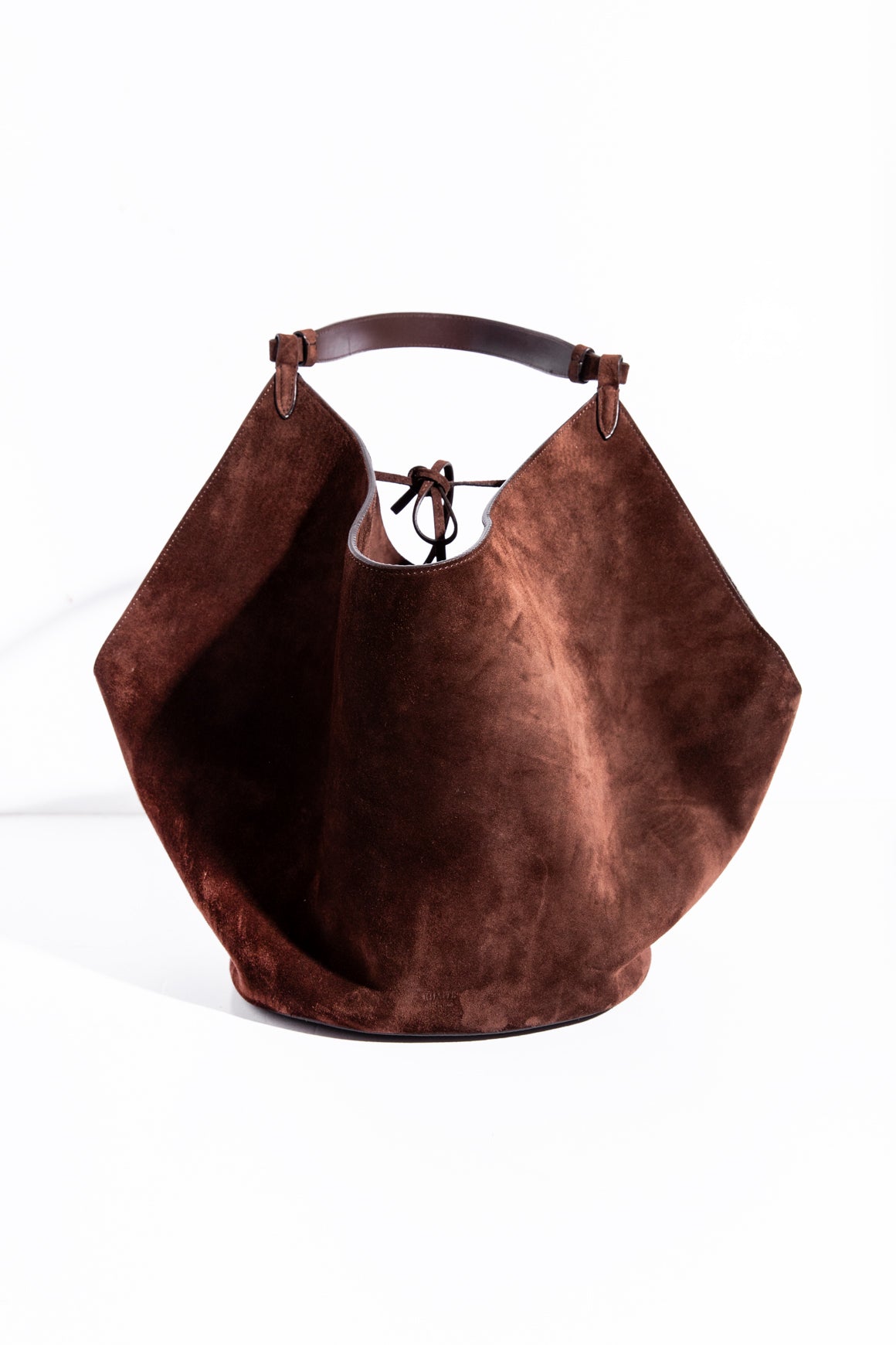 KHAITE Brown Suede Medium Lotus Tote