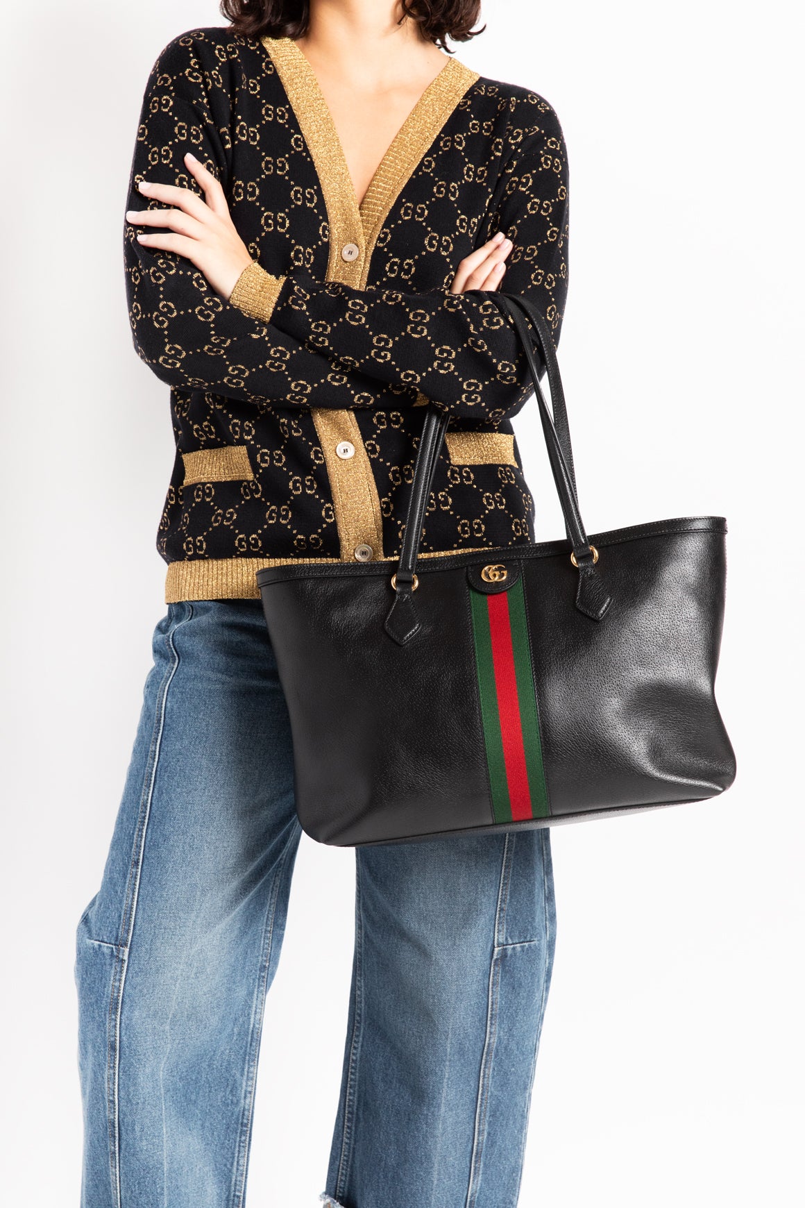 GUCCI Black Ophidia Web Tote