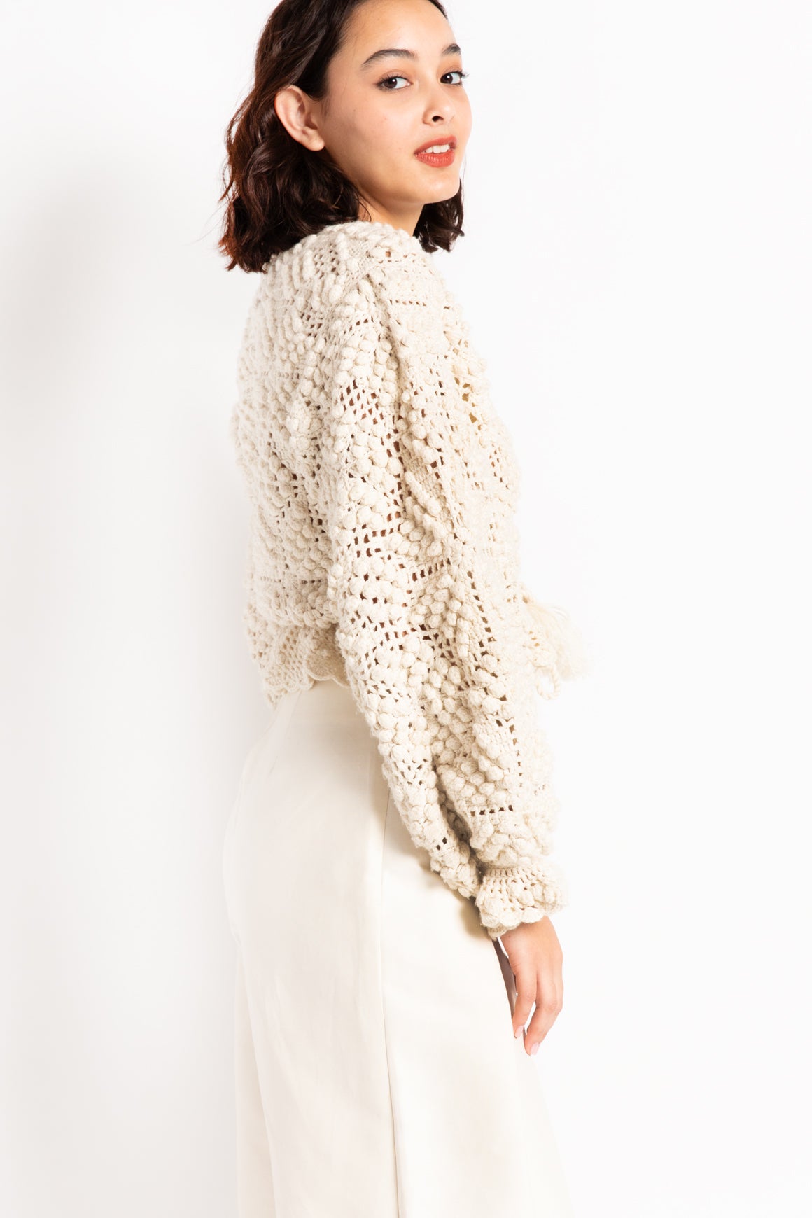 DOEN HEIRLOOM Cream Open Knit Sweater