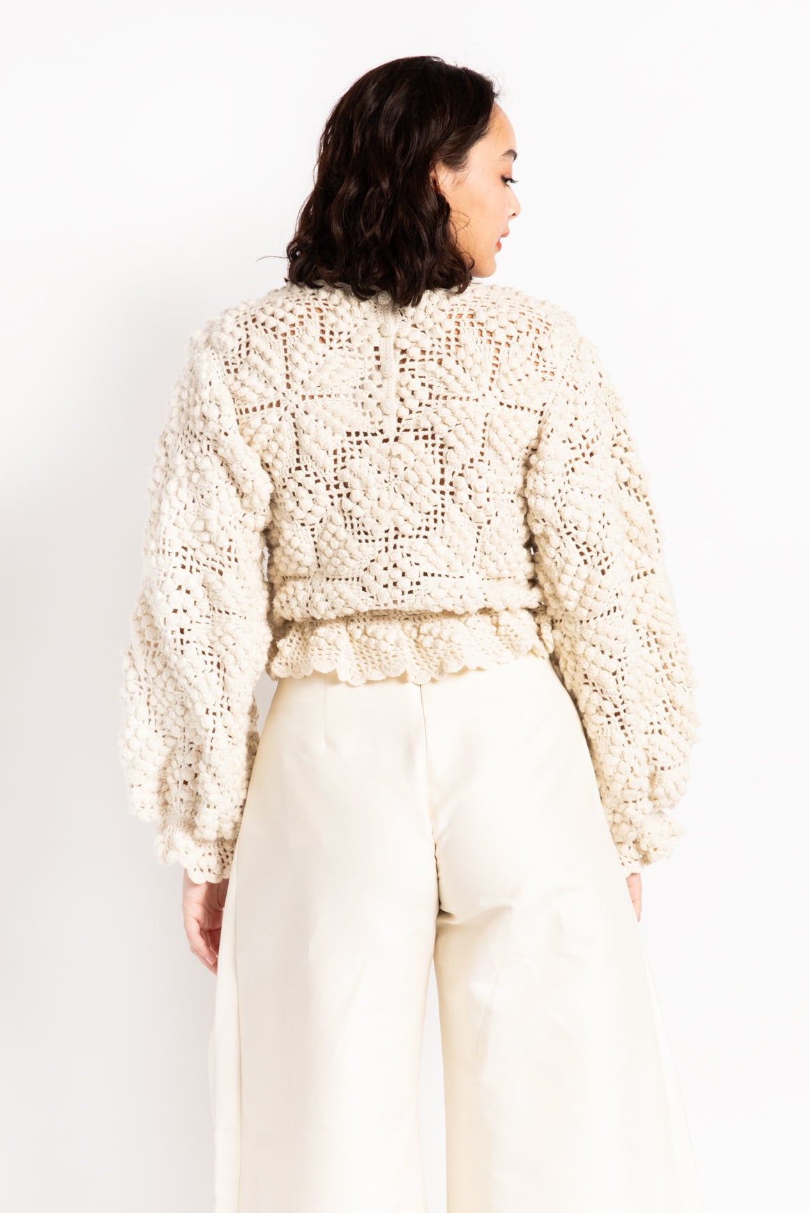 DOEN HEIRLOOM Cream Open Knit Sweater