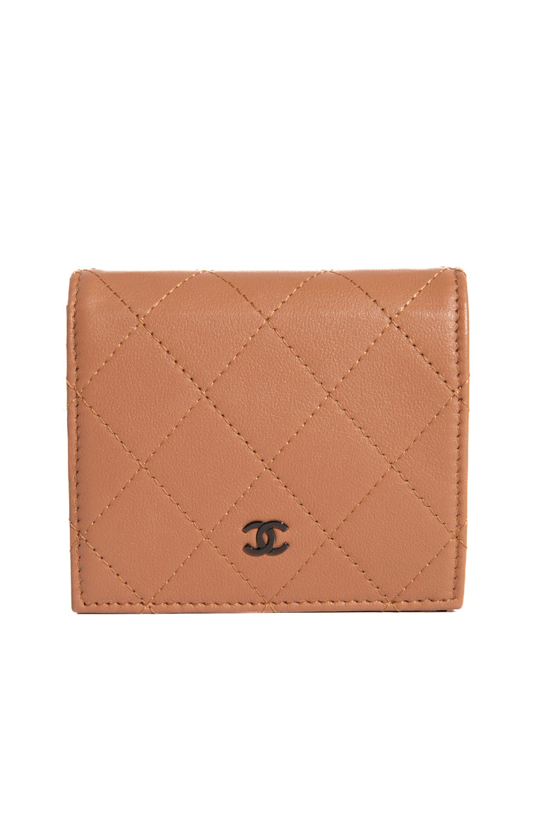 CHANEL Tan Quilted Bi-Fold Wallet