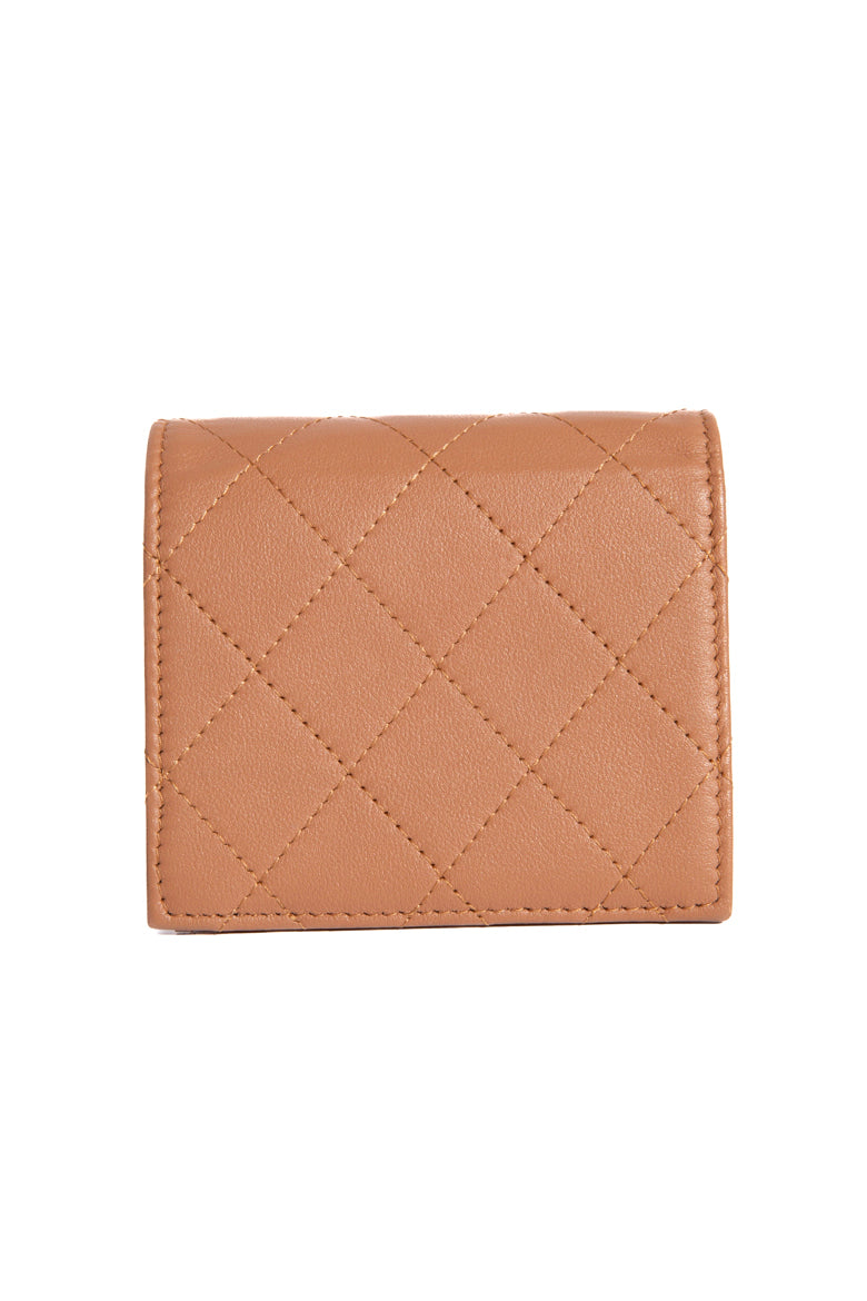 CHANEL Tan Quilted Bi-Fold Wallet
