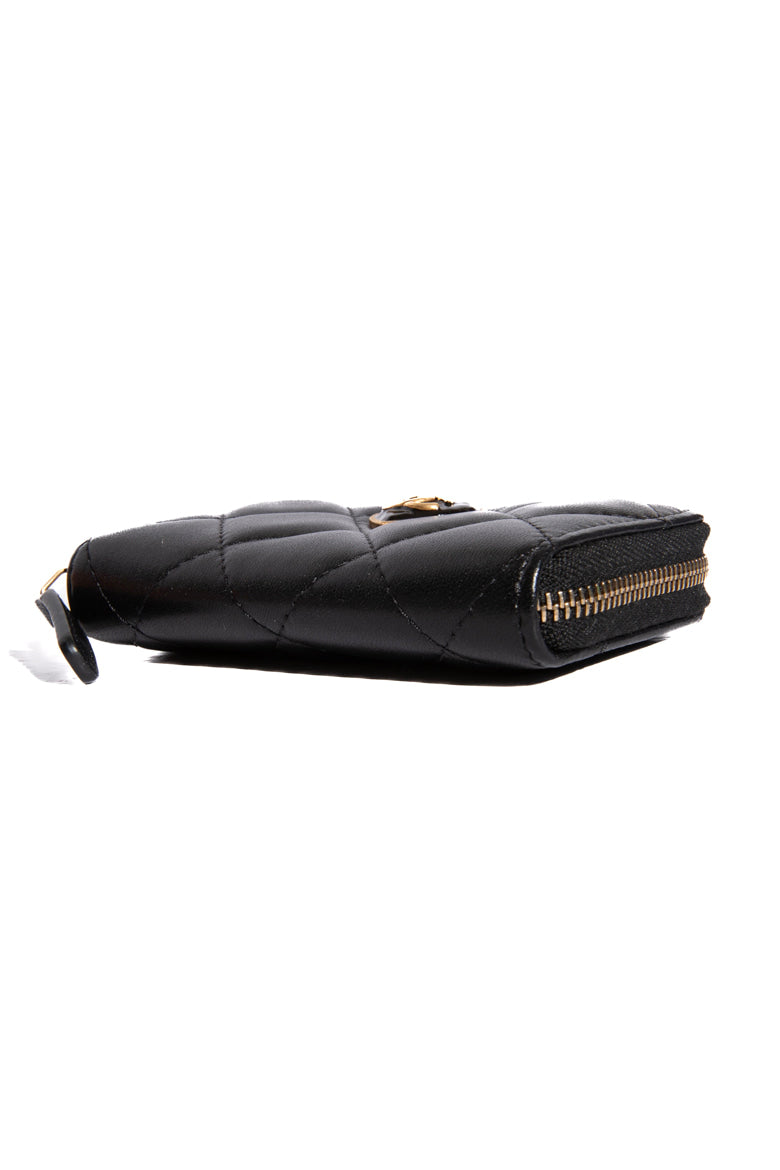 CHANEL Black Quilted Heart Zip Heart Card Case