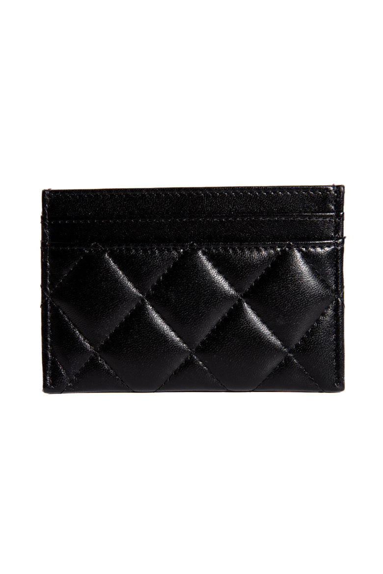 CHANEL Black Quilted Heart CC Card Case