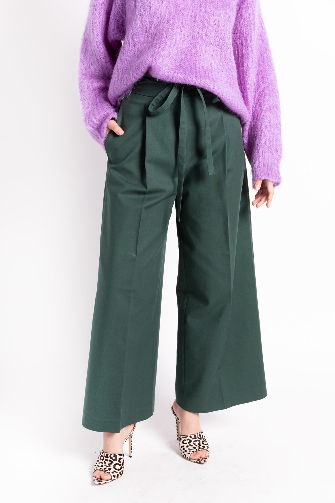 ROCHAS Emerald Wide Leg Trousers w/ Belt