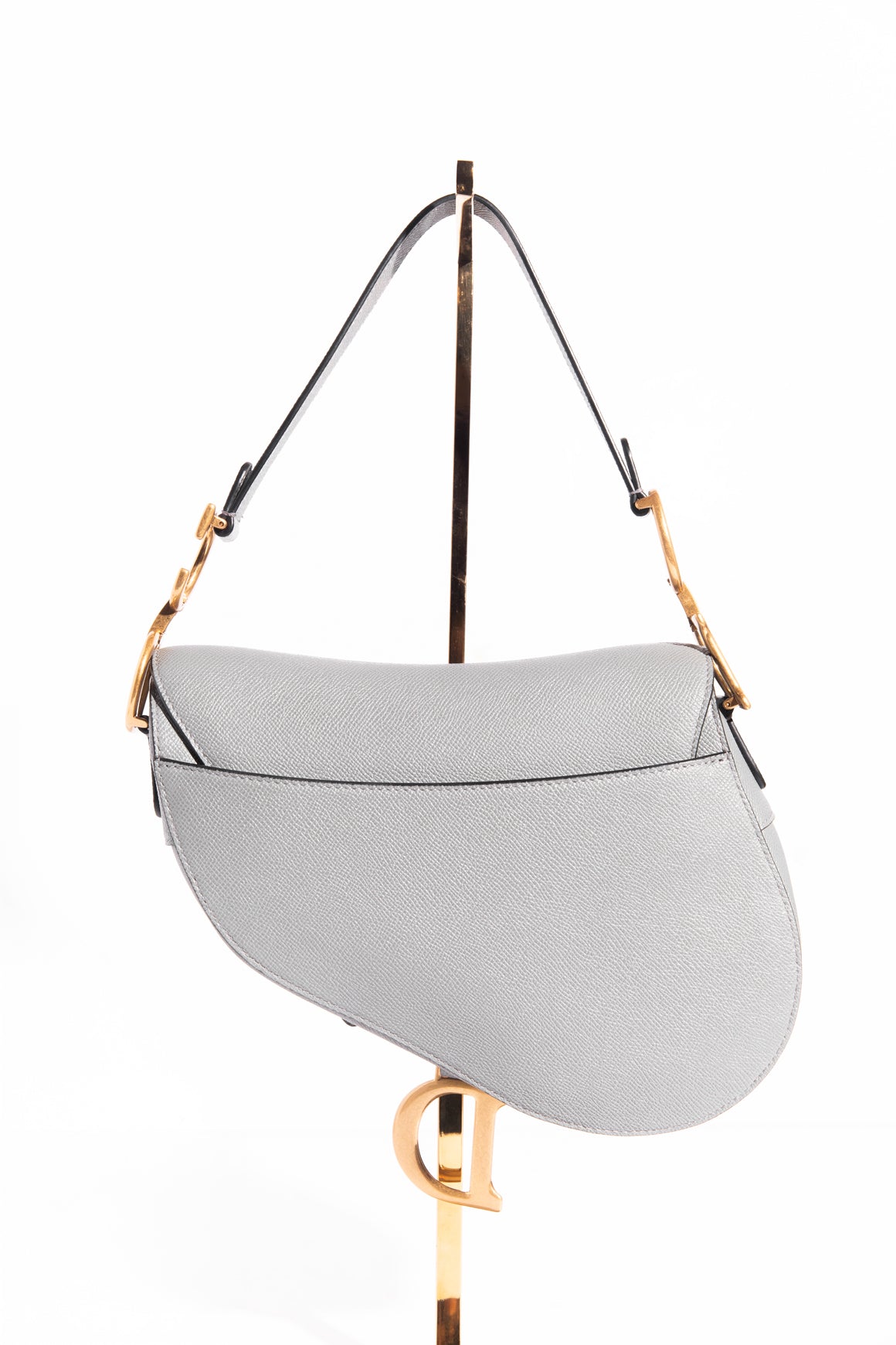 CHRISTIAN DIOR Slate Saddle Bag w/ Monogram Shoulder Strap