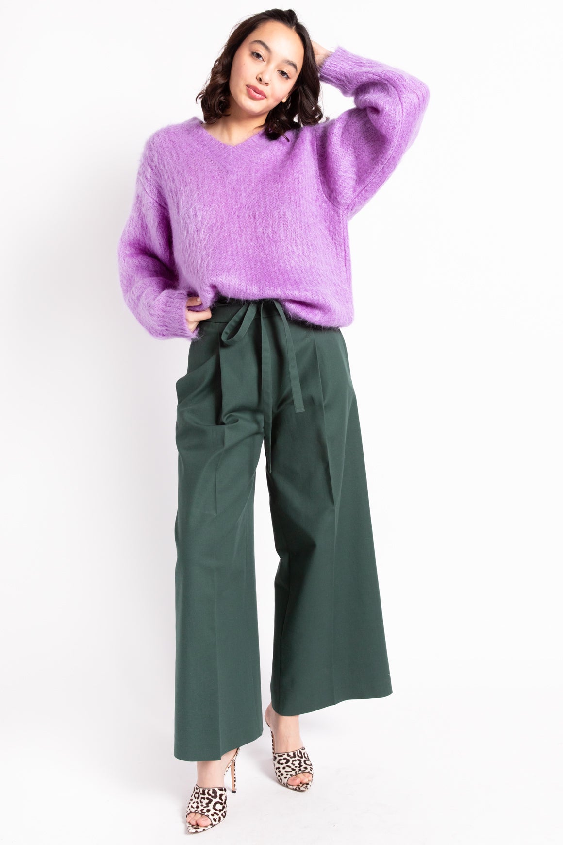 ROCHAS Emerald Wide Leg Trousers w/ Belt