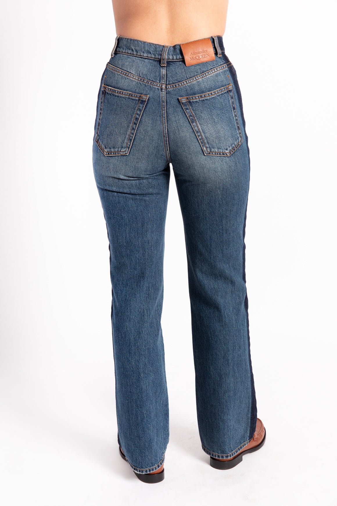 ALEXANDER MCQUEEN Two-Tone Straight Leg Jeans