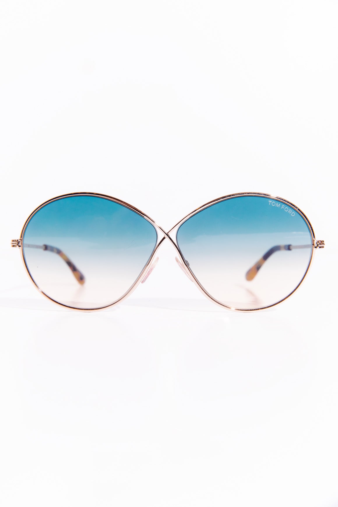 TOM FORD Green Gradient "Raina" Round Sunglasses