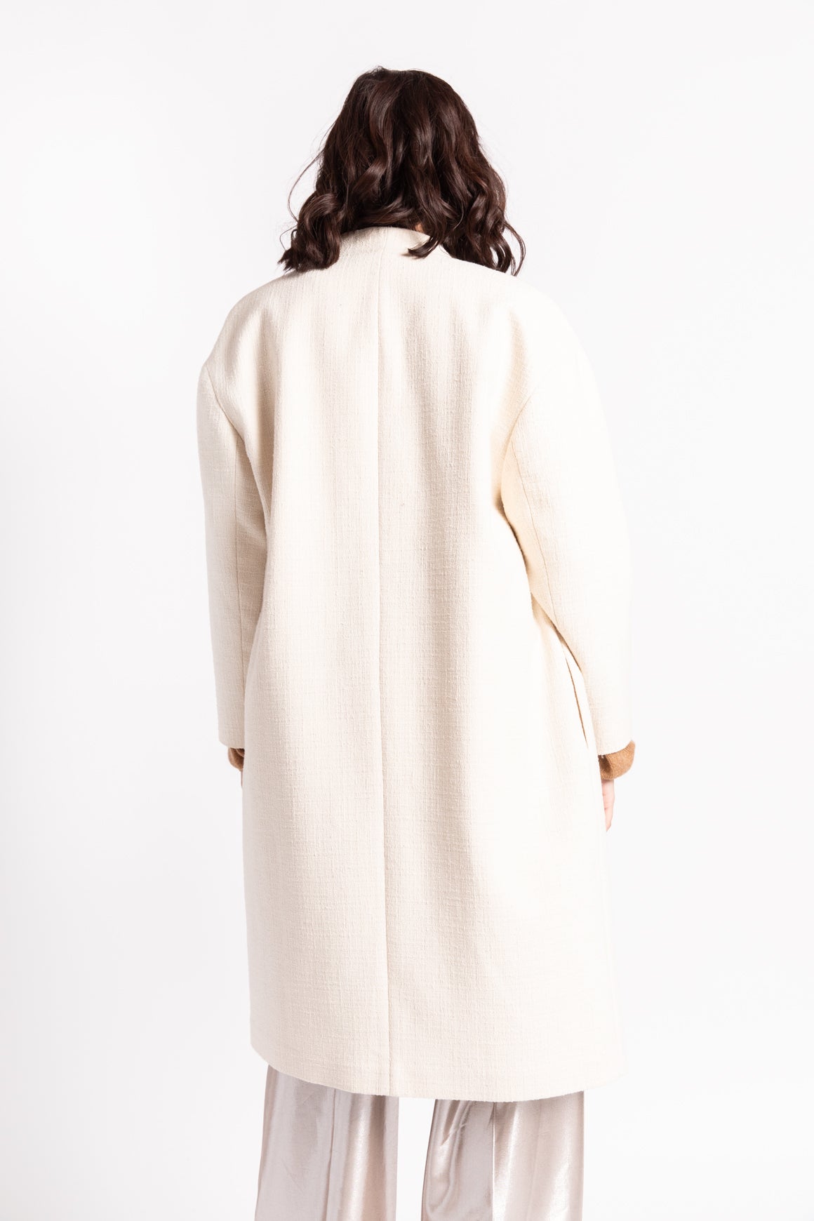 BRUNELLO CUCINELLI Cream Tweed Longline Coat