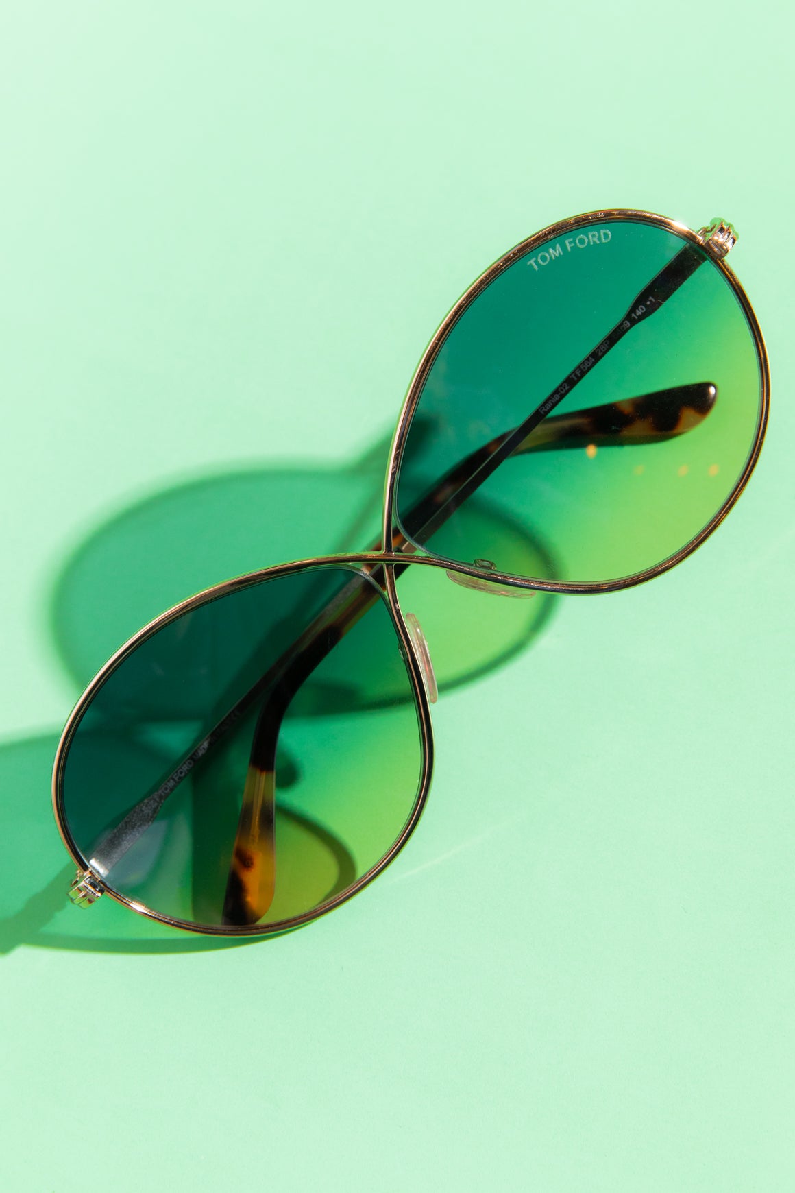 TOM FORD Green Gradient "Raina" Round Sunglasses