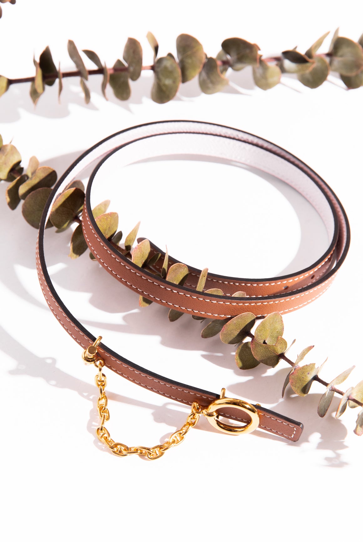 HERMES Tan & Pink Reversible 13mm Belt w/ Carrousel Buckle (Sz. 80)