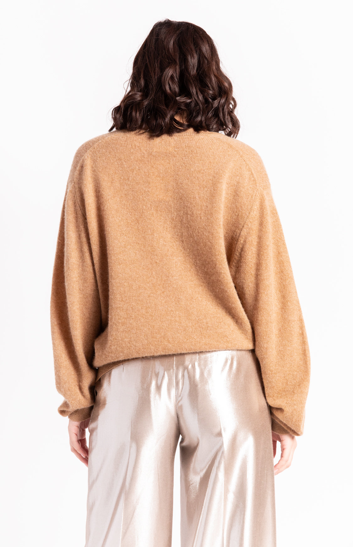 KHAITE Tan Cashmere V-Neck Sweater