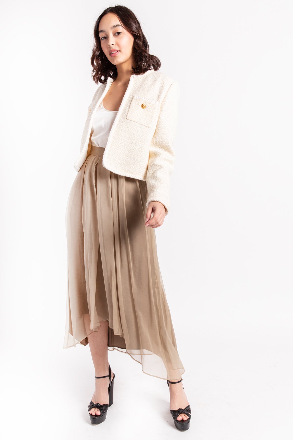 CELINE Cream Tweed Evening Jacket