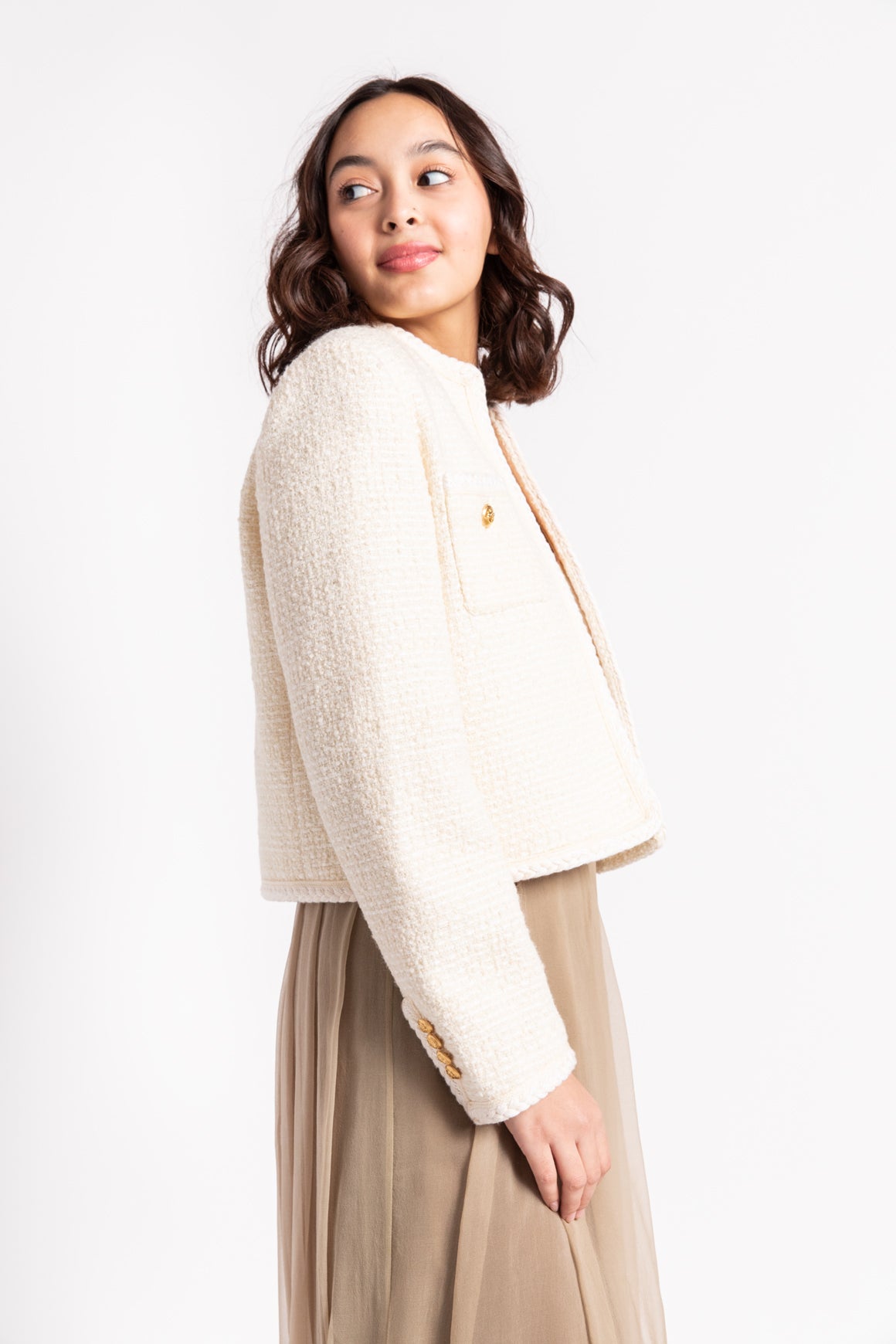 CELINE Cream Tweed Evening Jacket