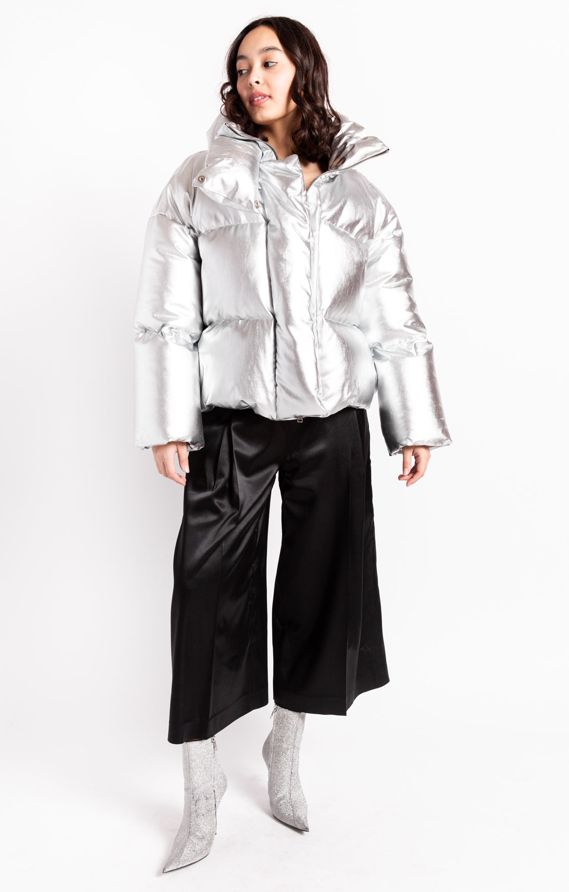 KHAITE Silver Down Puffer Coat