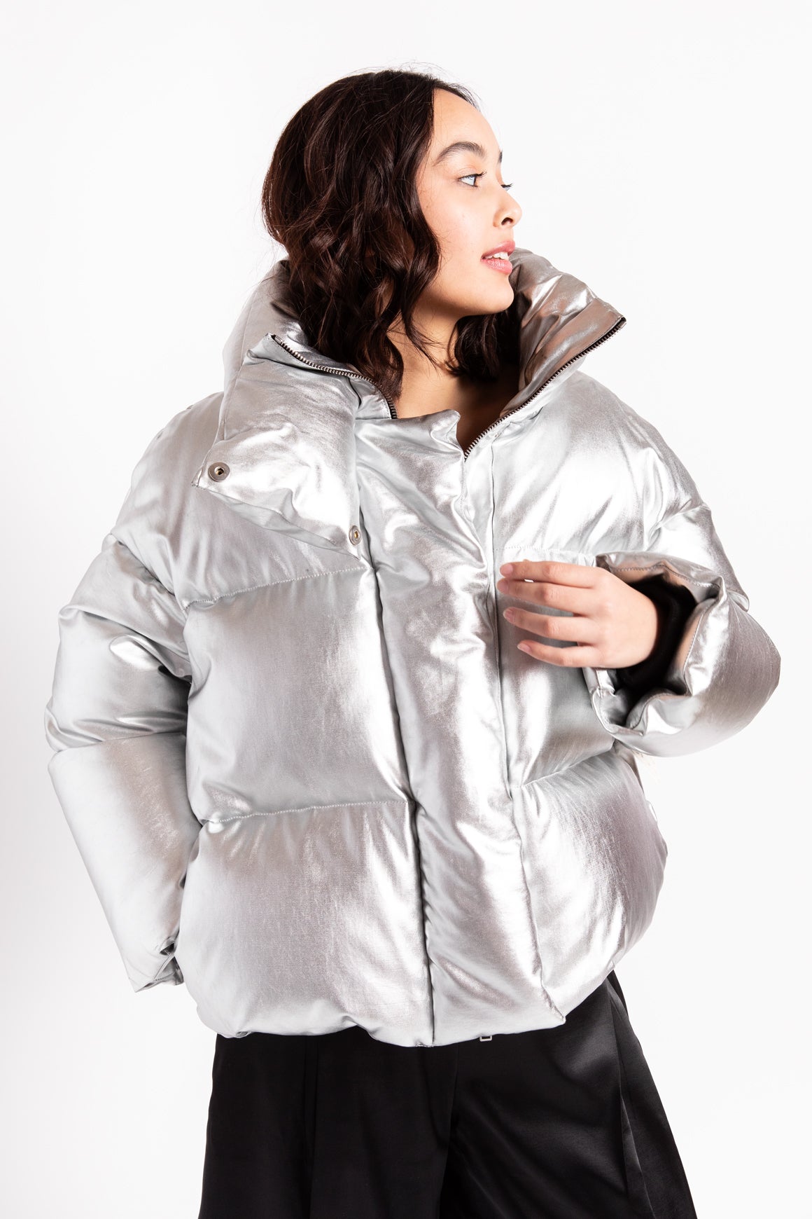 KHAITE Silver Down Puffer Coat