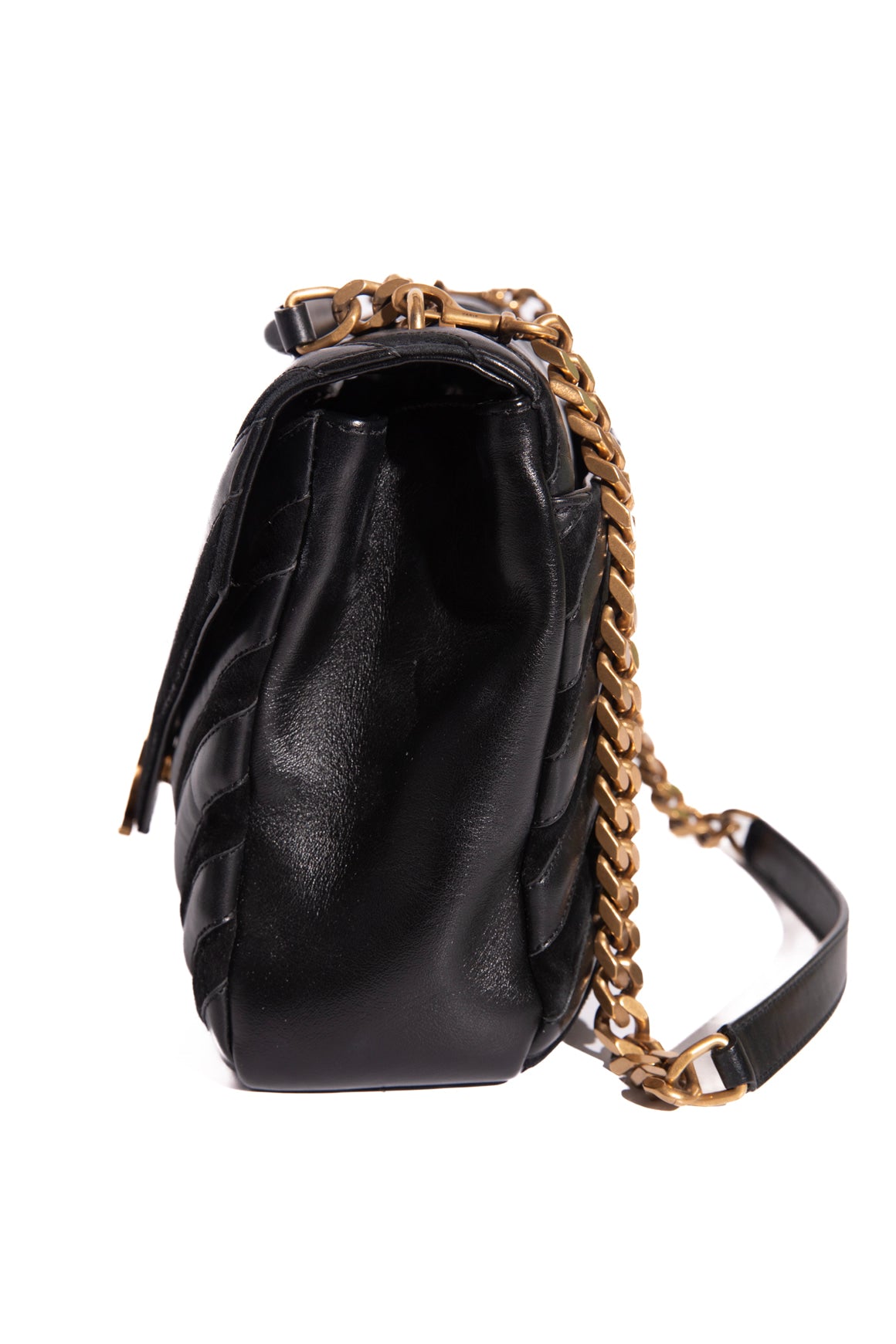 SAINT LAURENT Suede & Calfskin Lou Collage Satchel