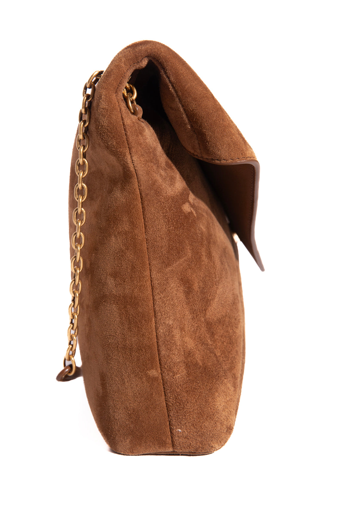 SAINT LAURENT Tan Suede Large Envelope Flap Bag