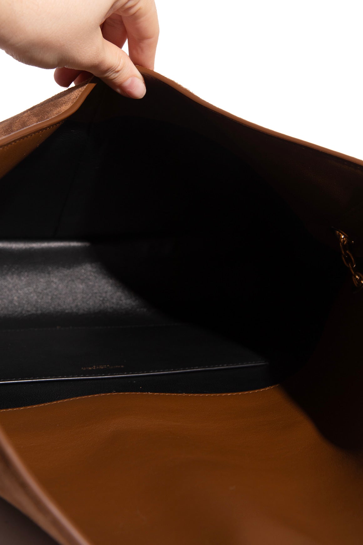 SAINT LAURENT Tan Suede Large Envelope Flap Bag