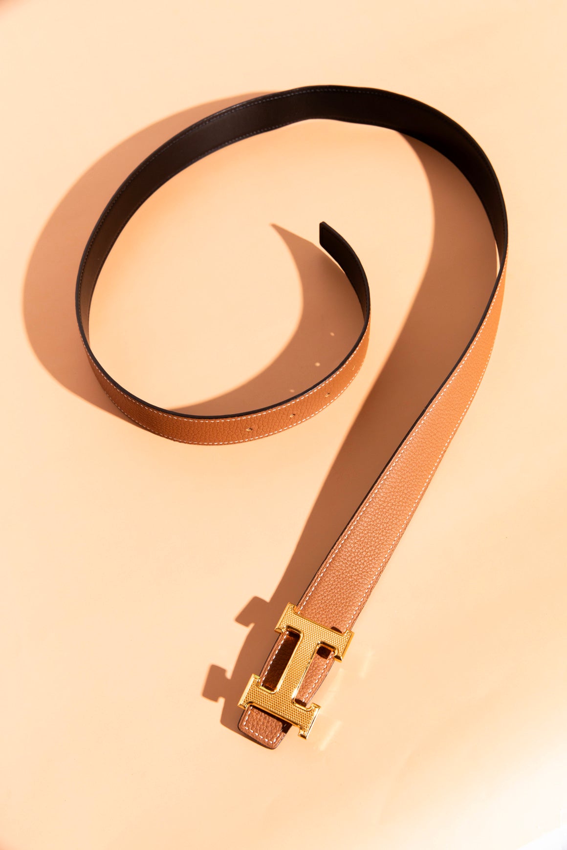 HERMES Brown & Black Reversible H Buckle Belt (100/L)