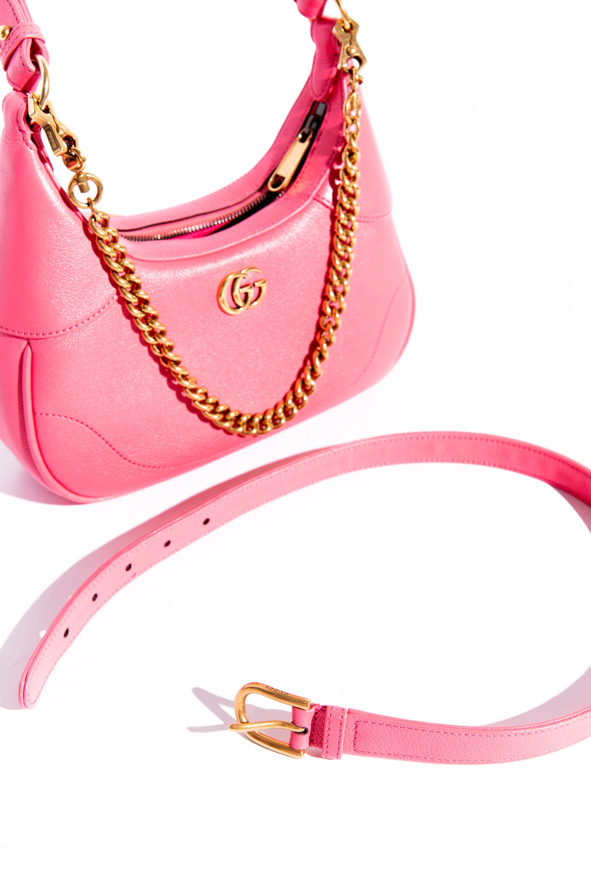 GUCCI Pink Leather Small "Aphrodite" Shoulder Bag