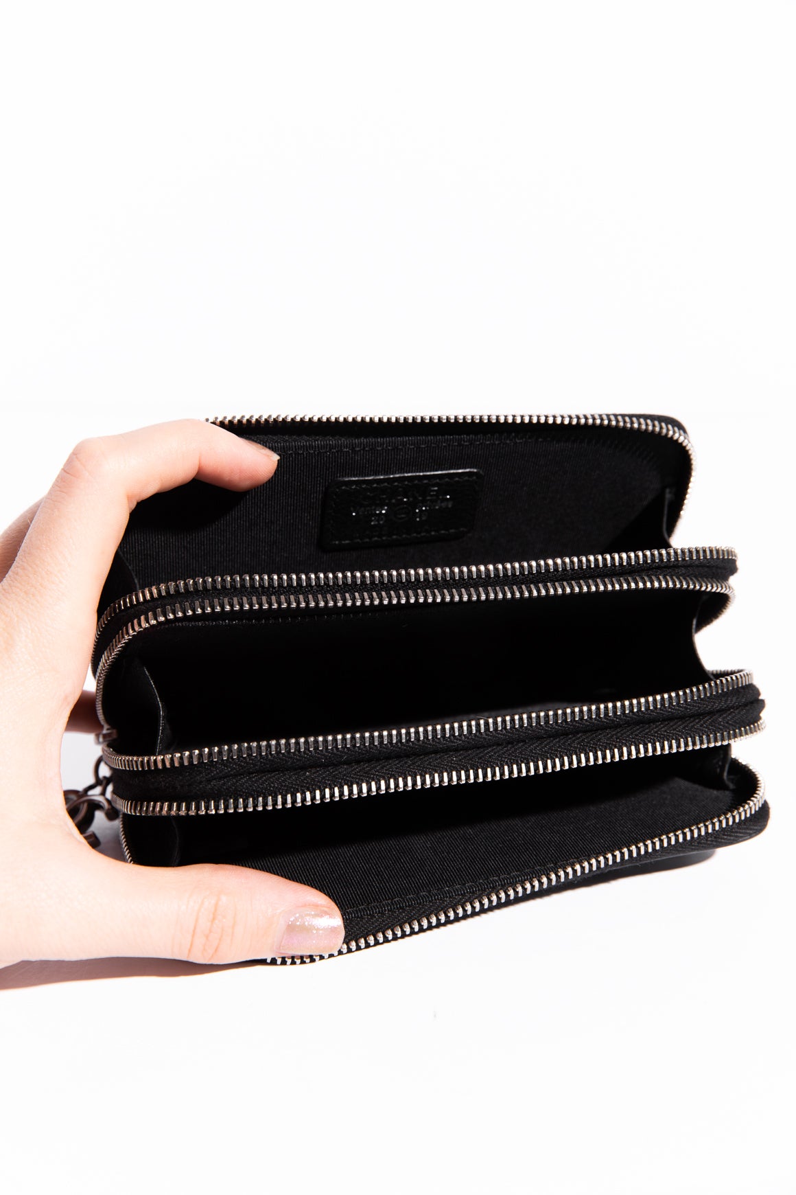 CHANEL Black Crystal 3-Zip Wallet