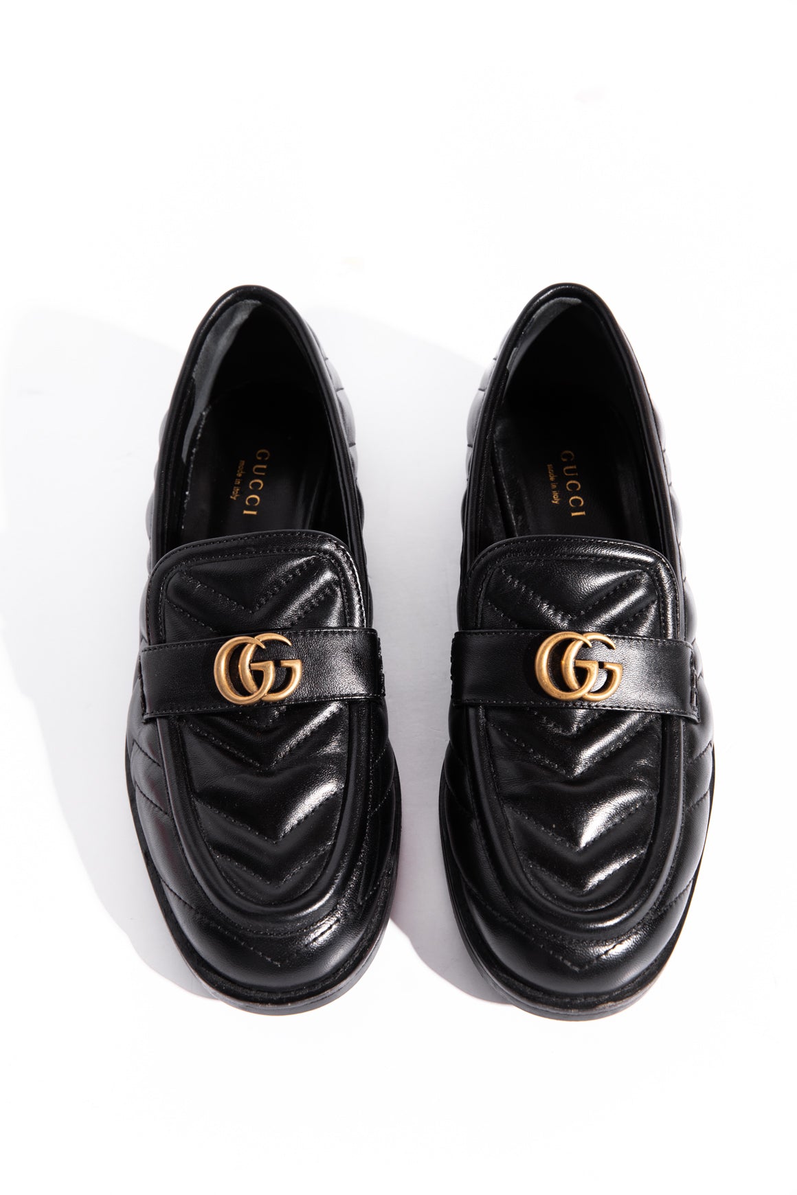 GUCCI Black Quilted Loafers (Sz. 37.5)