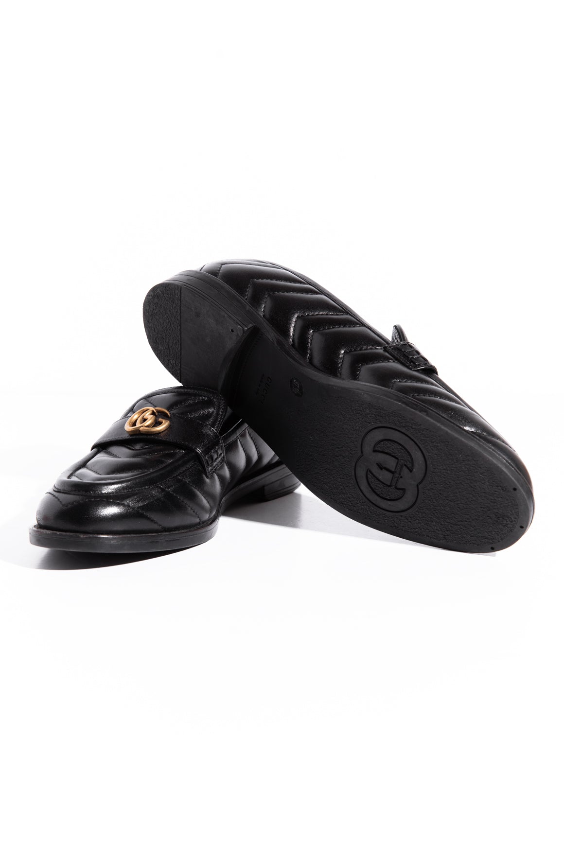 GUCCI Black Quilted Loafers (Sz. 37.5)