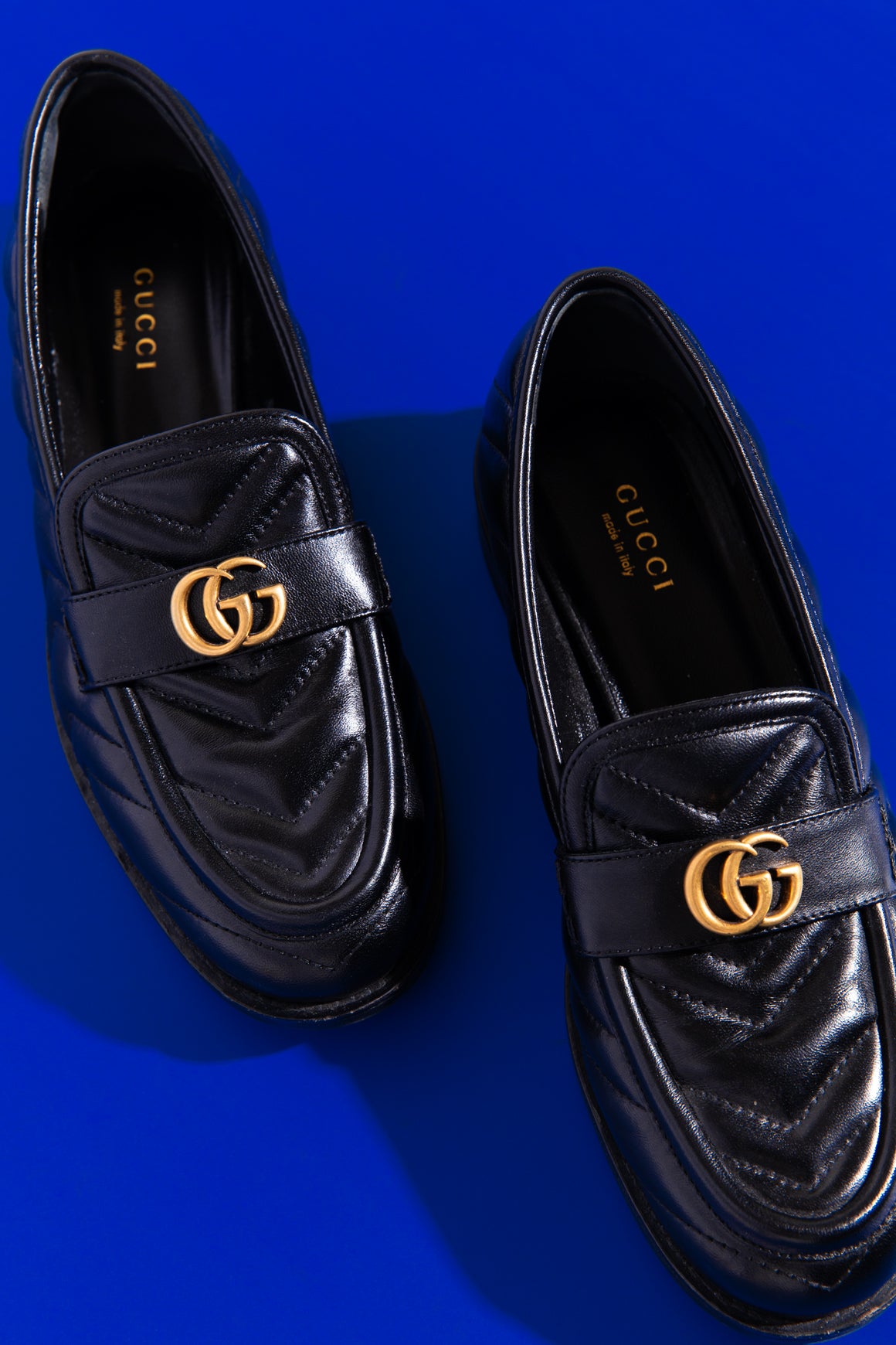 GUCCI Black Quilted Loafers (Sz. 37.5)