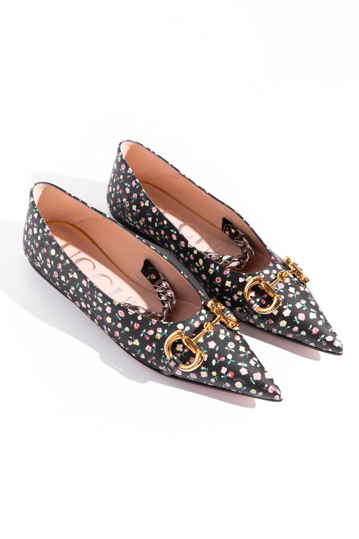 GUCCI X LIBERTY Black Floral Horsebit Flats (Sz. 38.5)