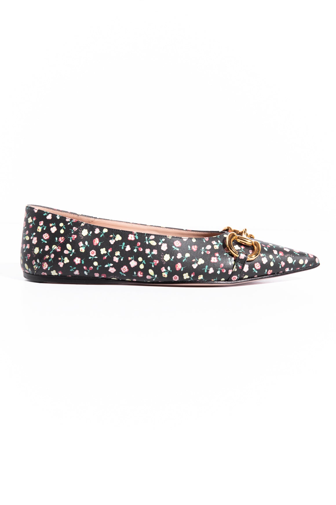 GUCCI X LIBERTY Black Floral Horsebit Flats (Sz. 38.5)