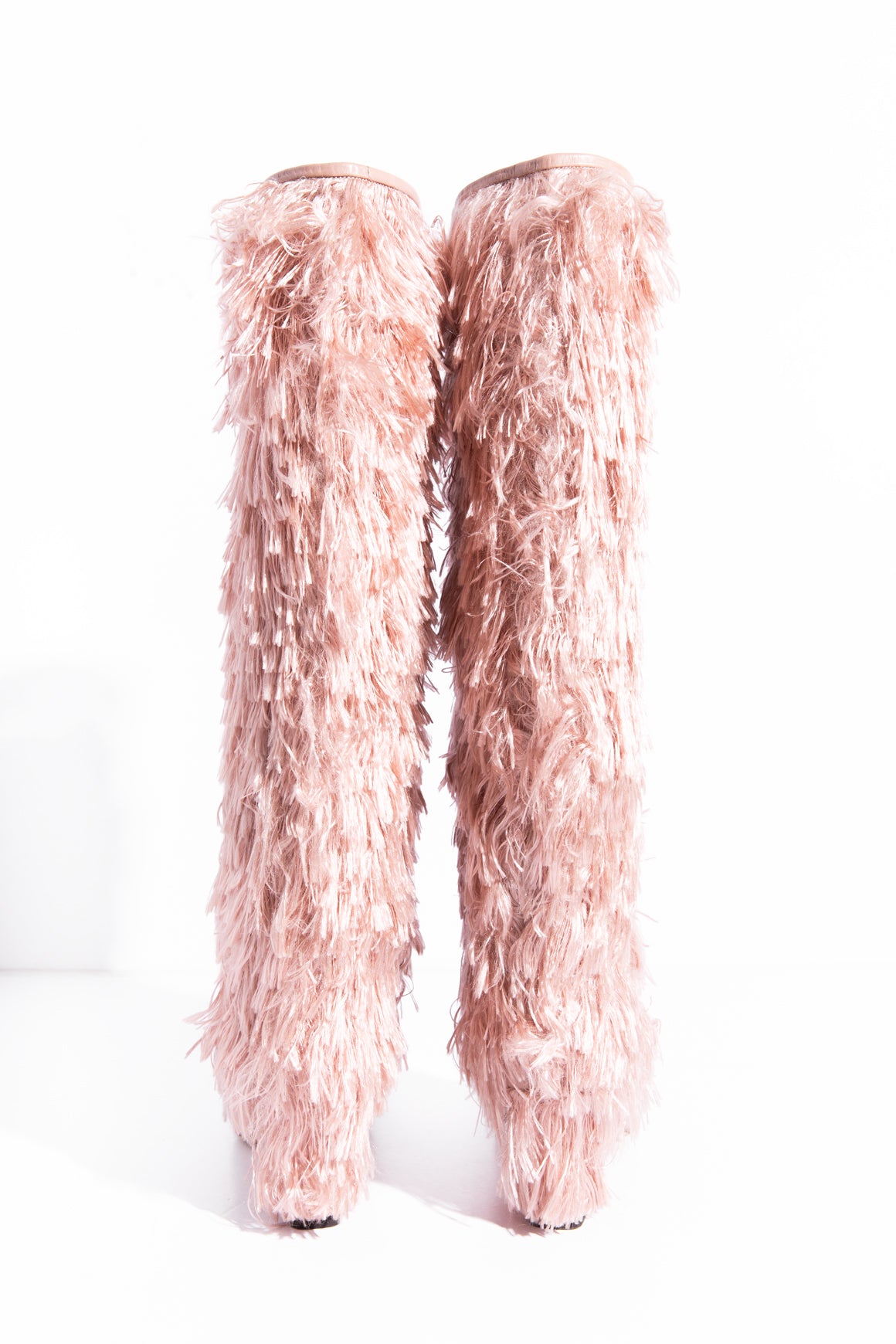 JIMMY CHOO Pink Fringe "Magalie 65" Knee High Boots (Sz. 36)