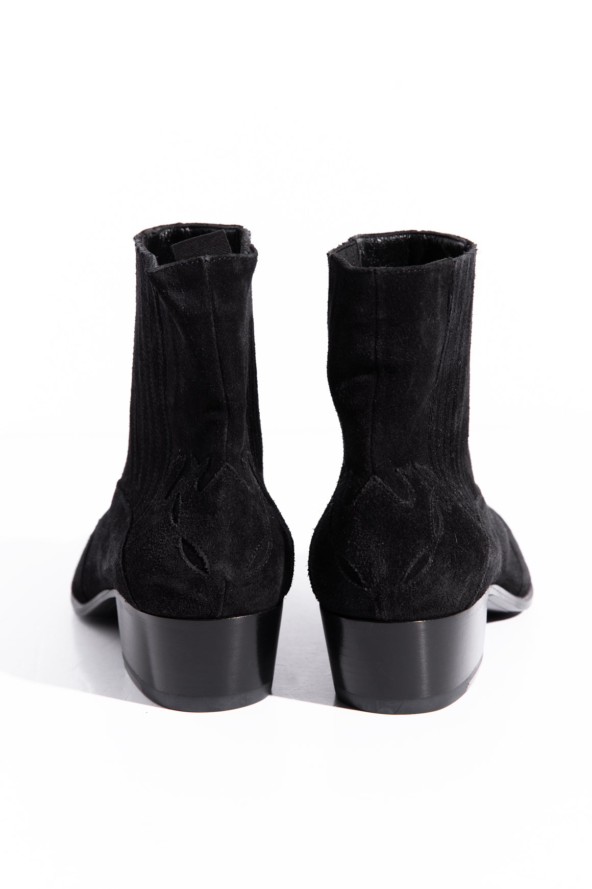 SAINT LAURENT Black Suede Western Booties (Sz. 38.5)