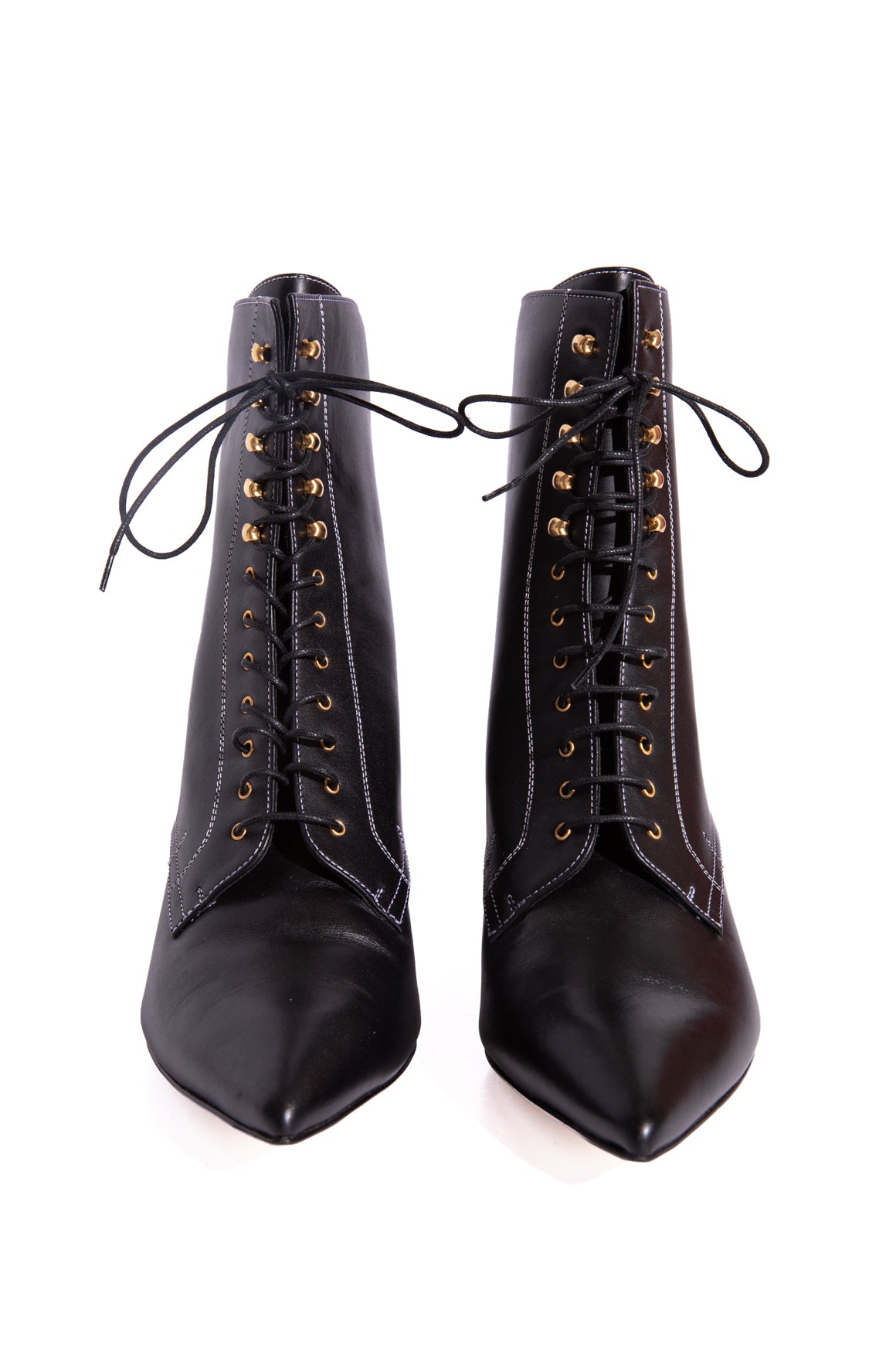 LOEWE Black Lace Up Pointed Toe Booties (Sz. 40)