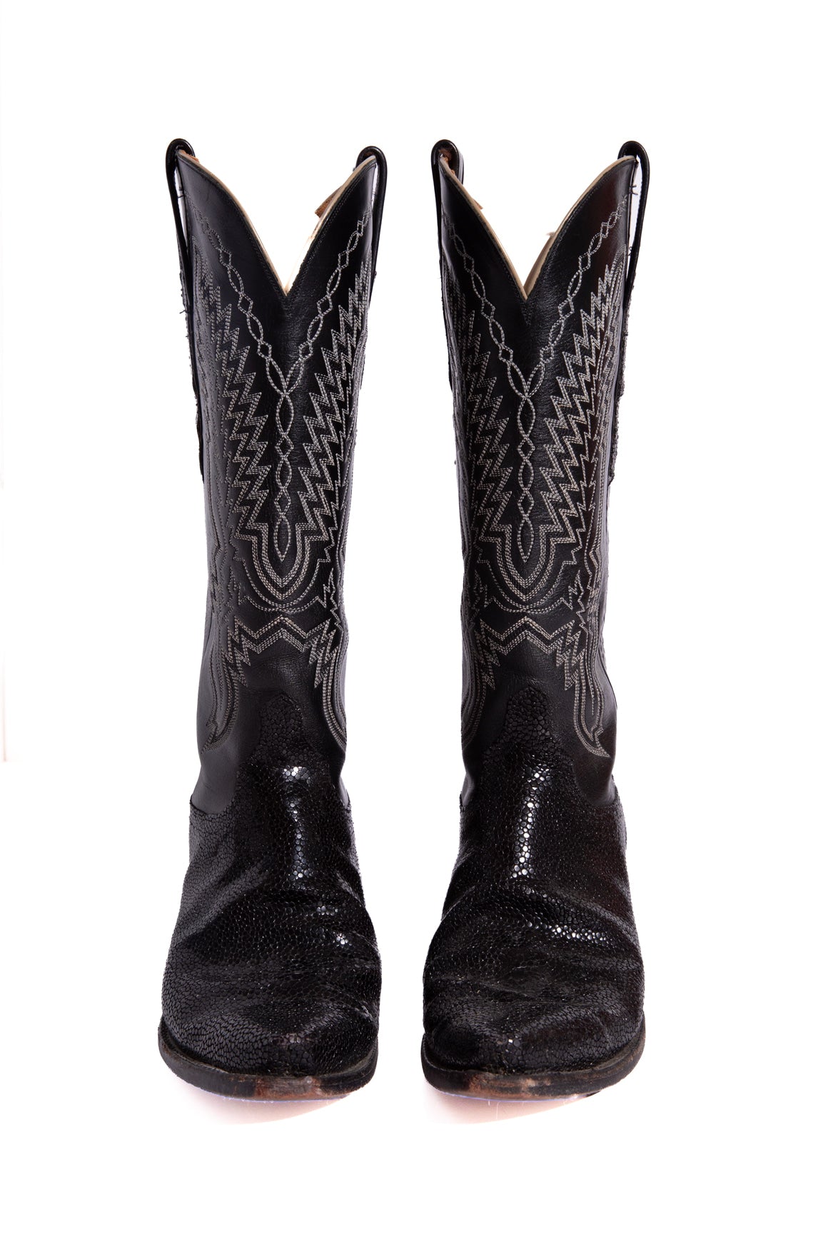 LUCCHESE Black Knee High Stingray Western Boots (Sz. 9)