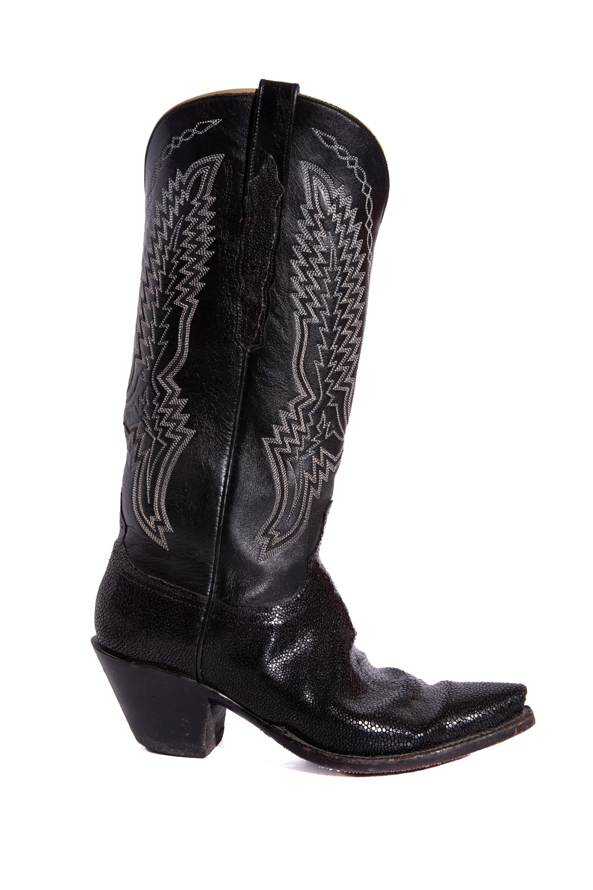 LUCCHESE Black Knee High Stingray Western Boots (Sz. 9)