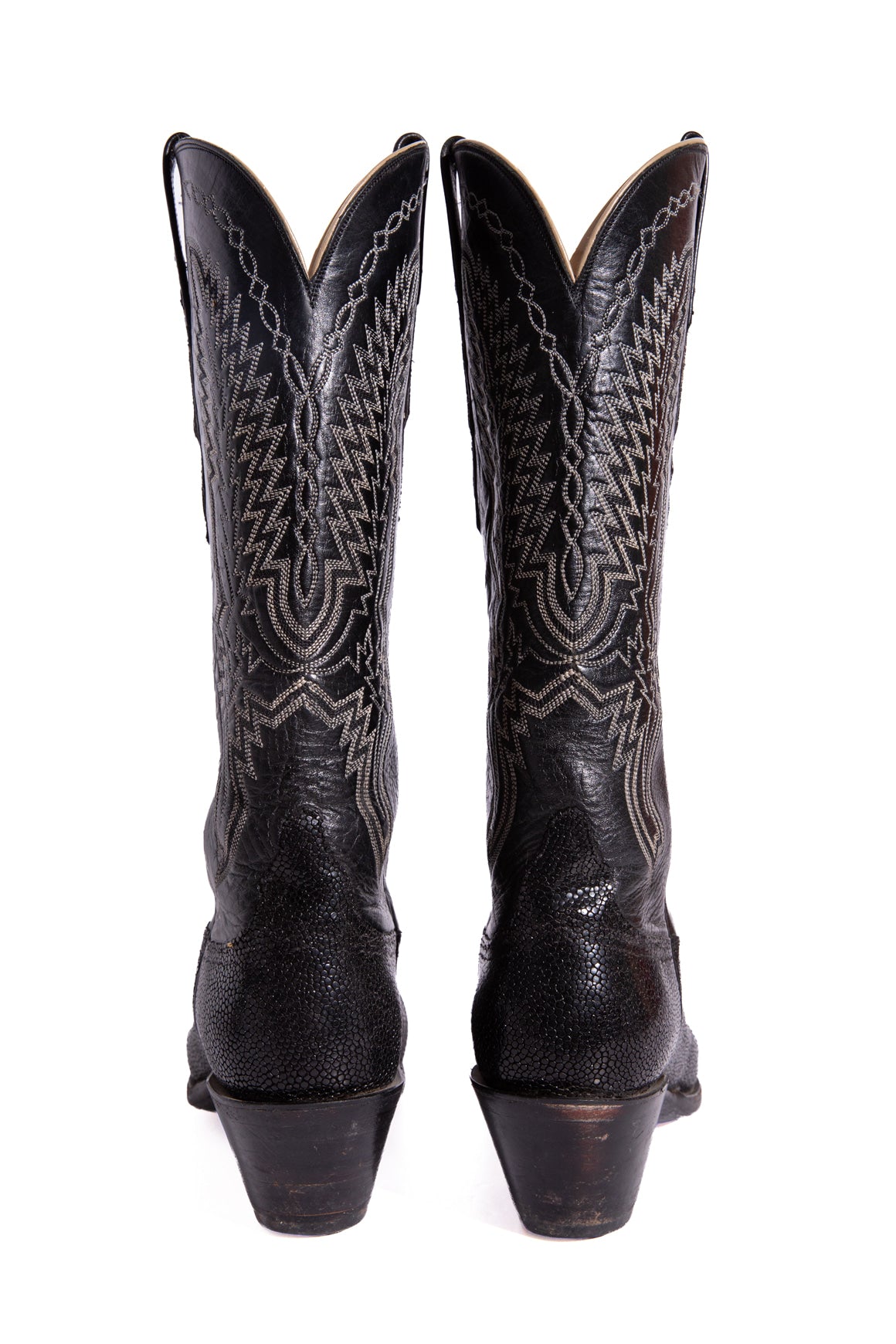 LUCCHESE Black Knee High Stingray Western Boots (Sz. 9)