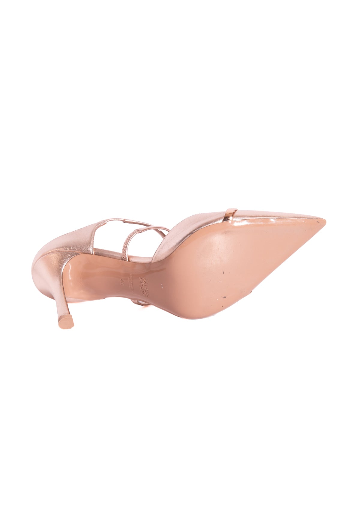 MALONE SOULIERS Rose Metallic Strappy Heeled Mules (Sz. 40)