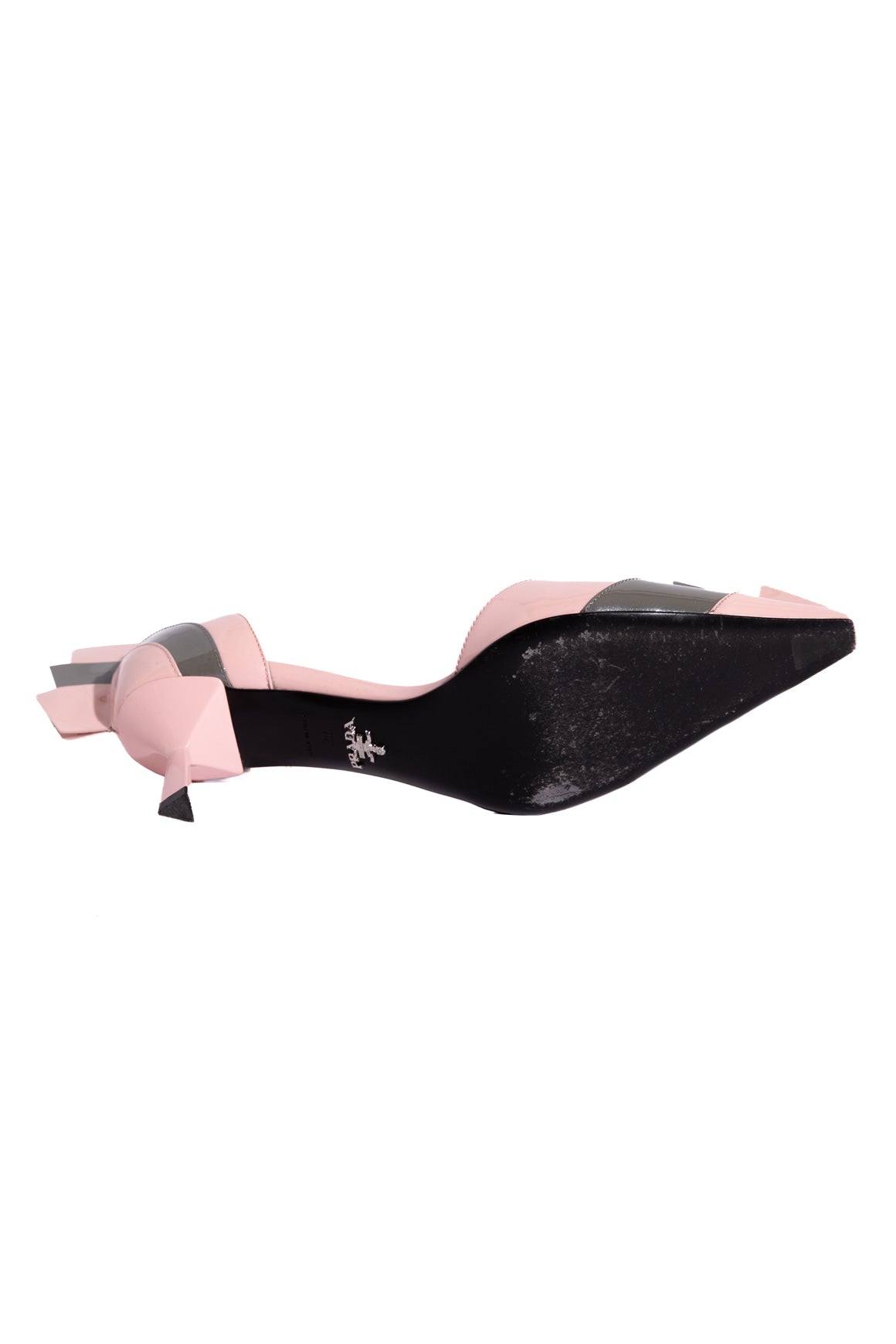 PRADA Light Pink & Gray Patent Spike Heels (Sz. 39)